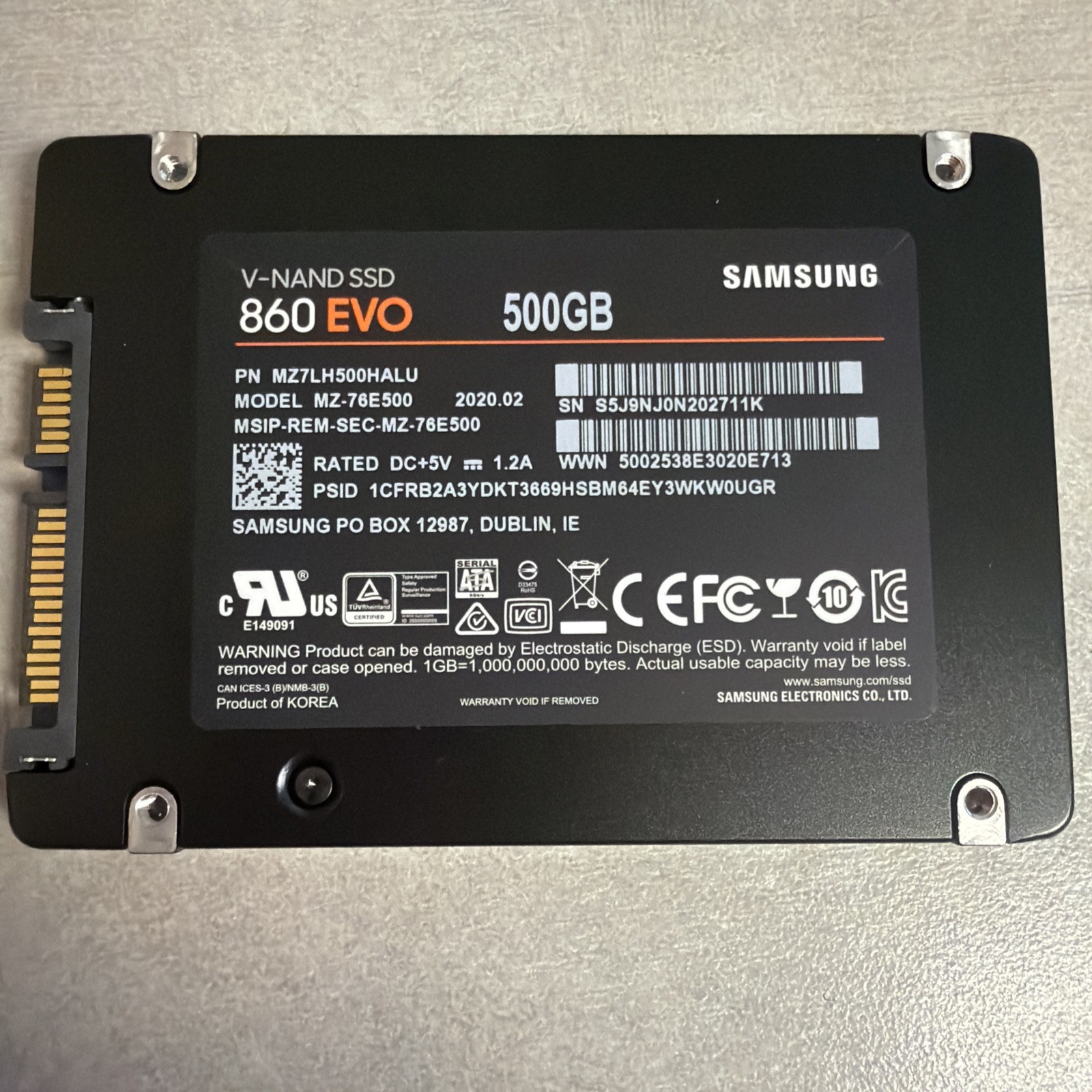 Samsung 860 EVO 500gb SATA III V-nand SSD