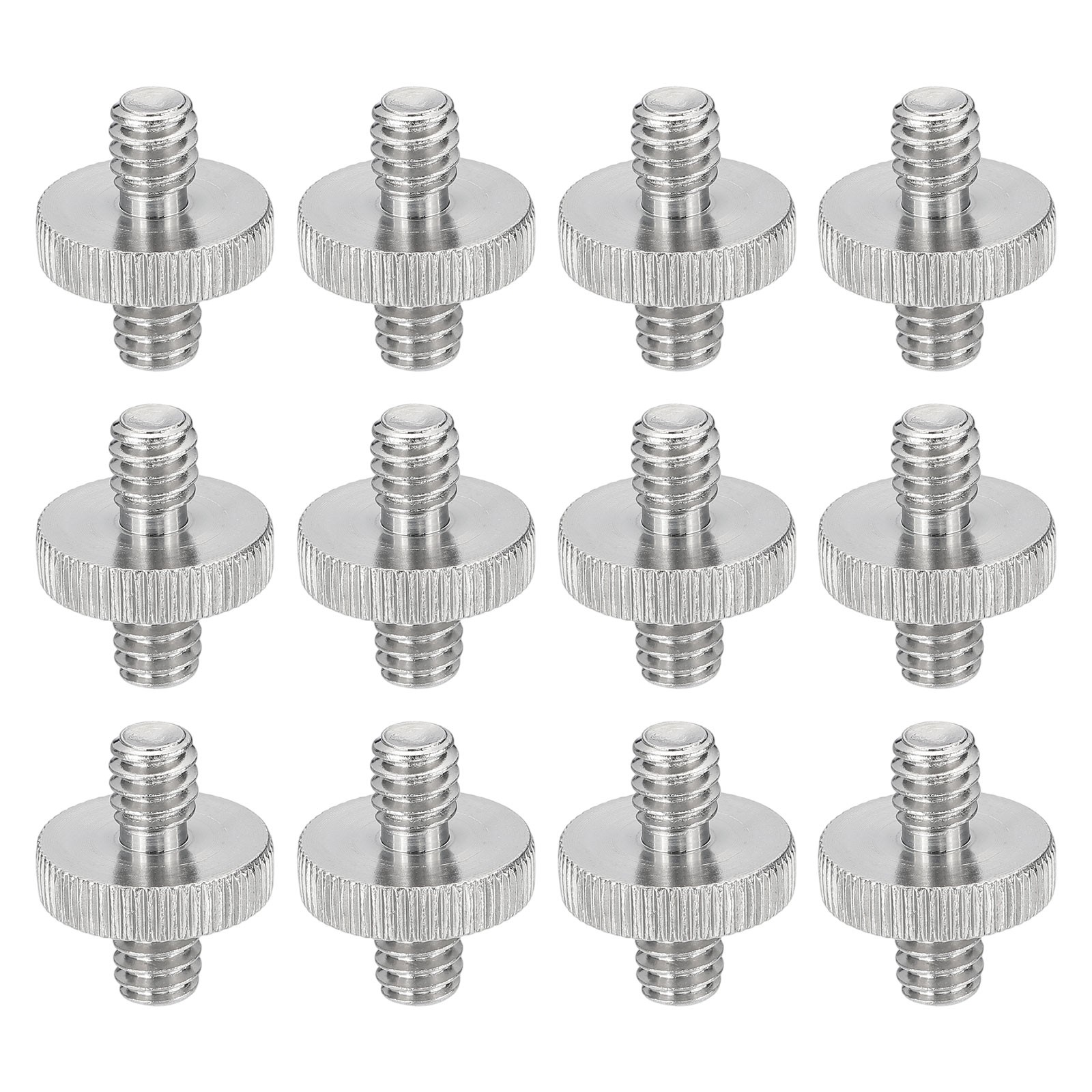 12 Pcs 1/4" Male to 1/4" Male Thread Camera Tripod Screw Adapter, Silver