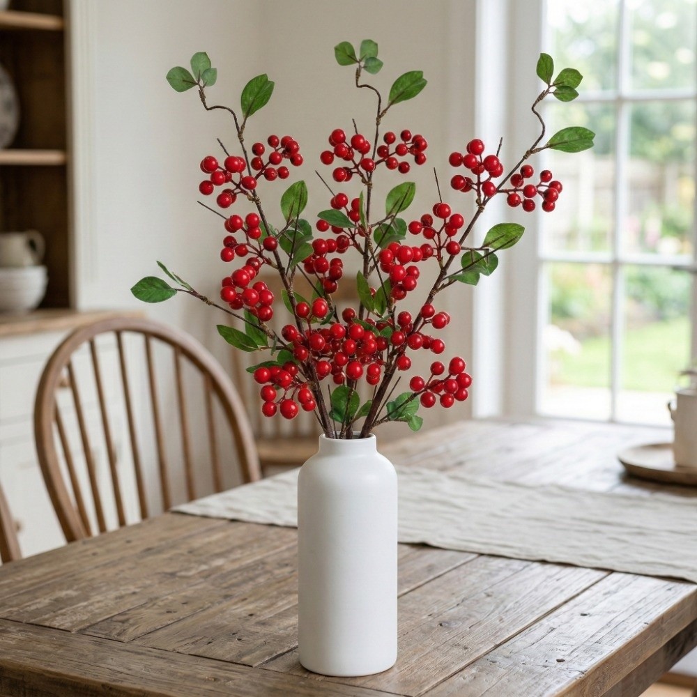 Faux Good Luck Fruits Artificial Foam Berries Branch  Home Garden