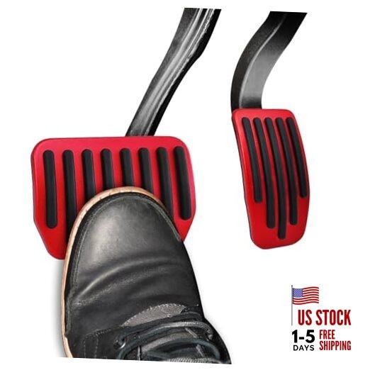 Foot Pedal Pads Set, Brake Pedal Cover, Aluminum Vehicle Brake and Red
