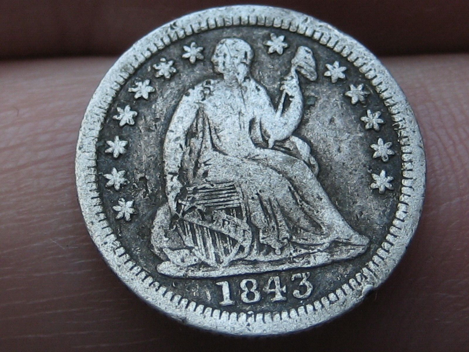 1843 P Seated Liberty Half Dime- Philadelphia, VF Details