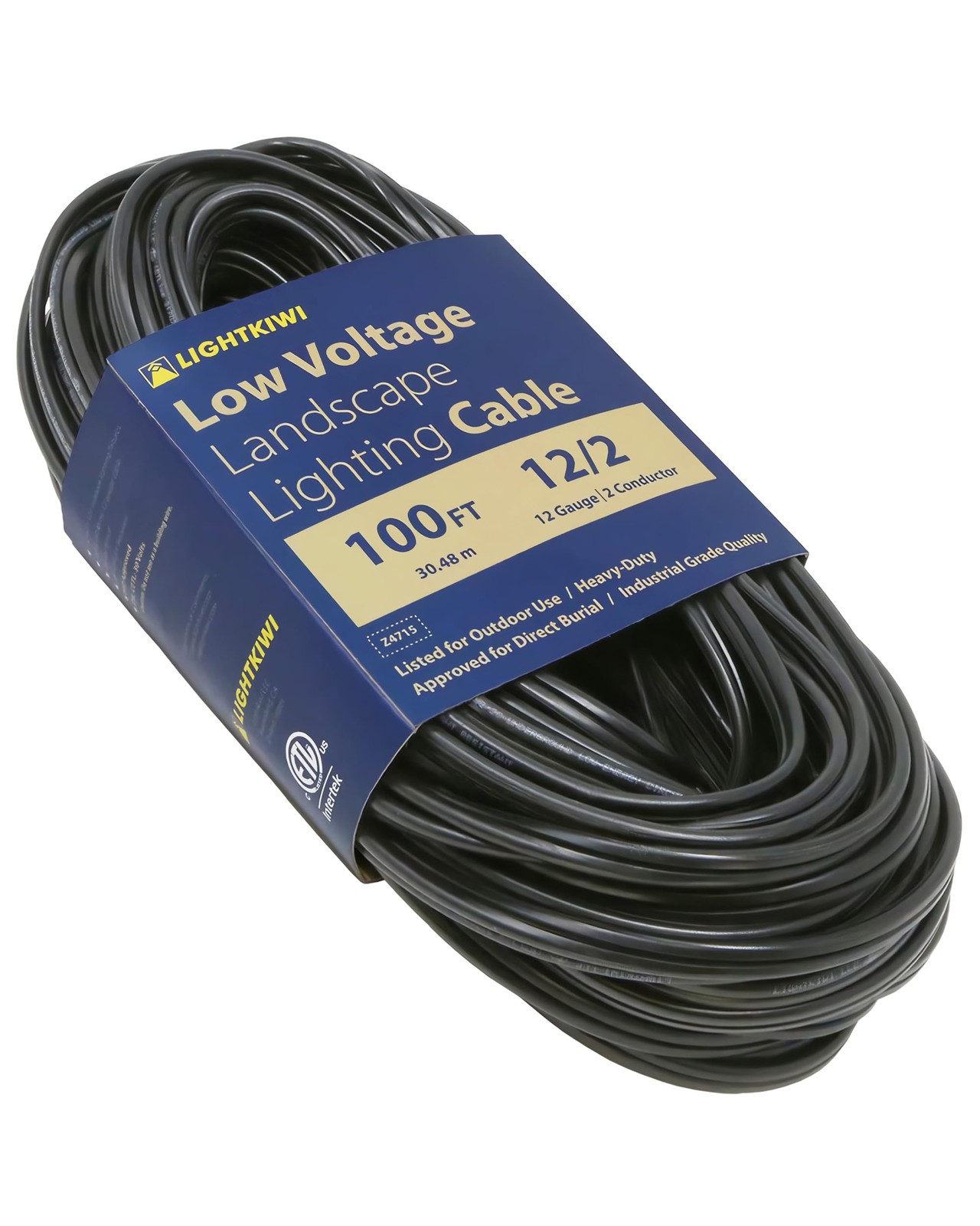 Lightkiwi 12/2 Low Voltage Landscape Wire, 100 ft Copper Direct Burial Cable for