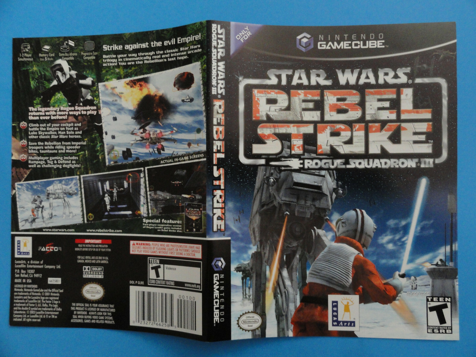 NINTENDO GAMECUBE STAR WARS REBEL STRIKE ROGUE SQUADRON 3 COVER ART NO GAME DISC