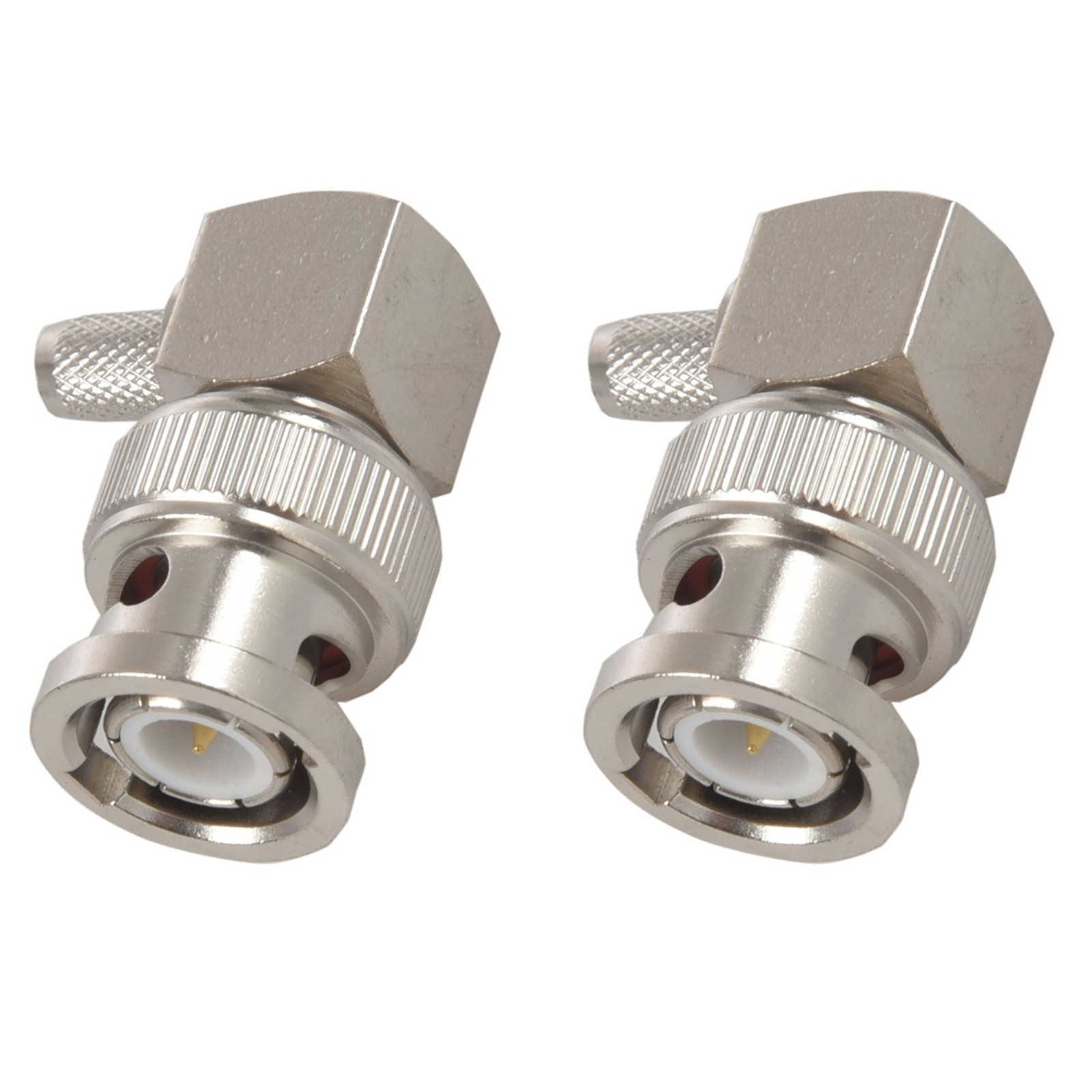 2X BNC Male Plug Right Angle Crimp for RG58 RG400 RFC195  Coax Adapter4075