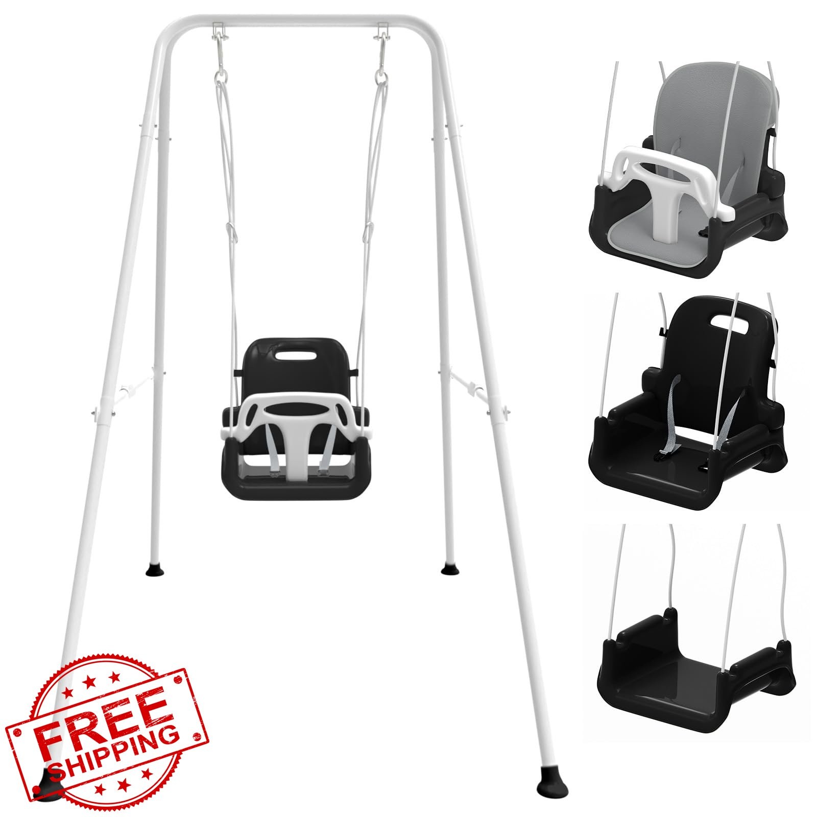 Toddler Swing Foldable Indoor Outdoor Baby Swing Black