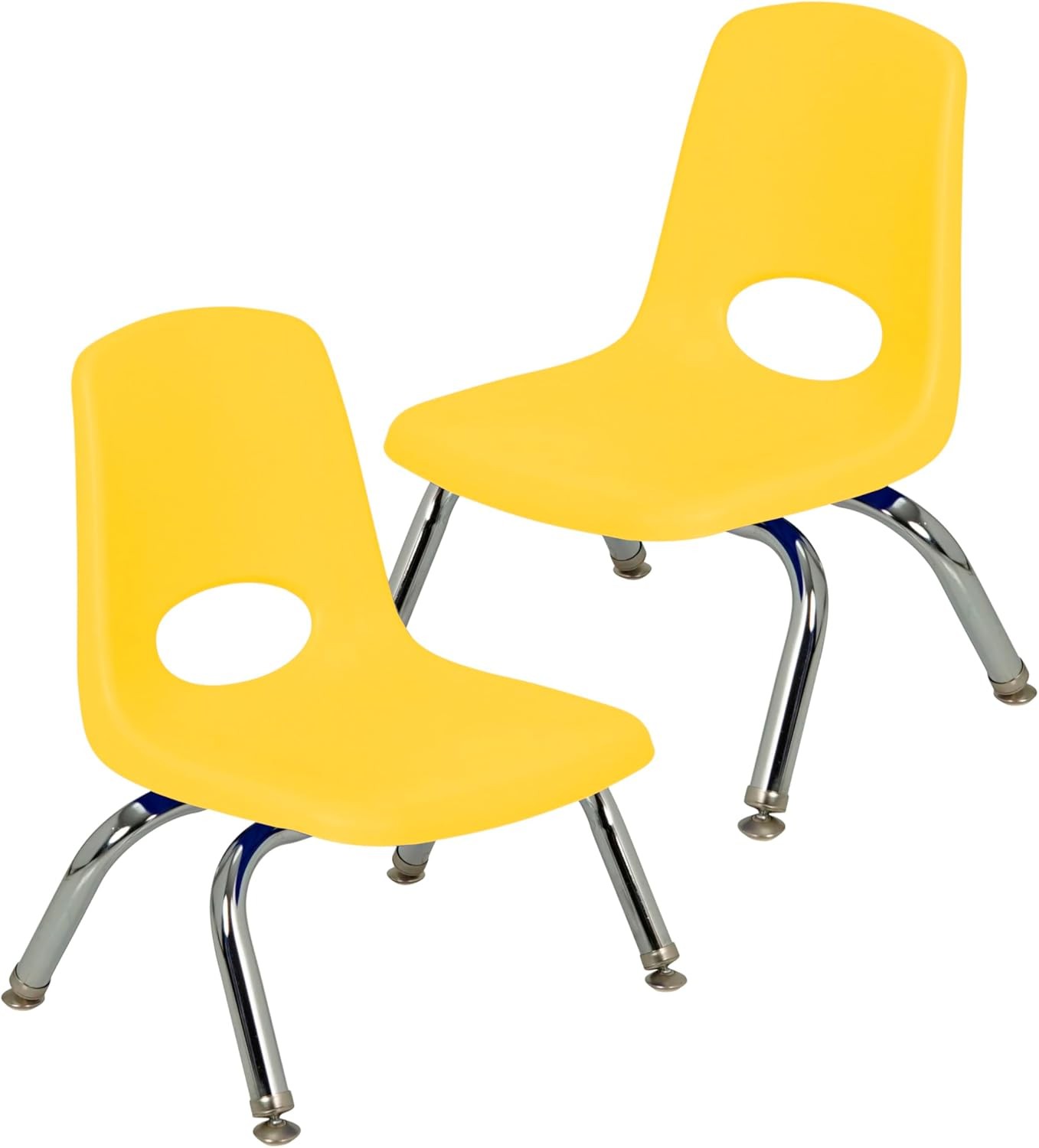 FDP 8" School Stack Chair Stacking Student Chromed Legs Swivel Glides 2pk YELLOW