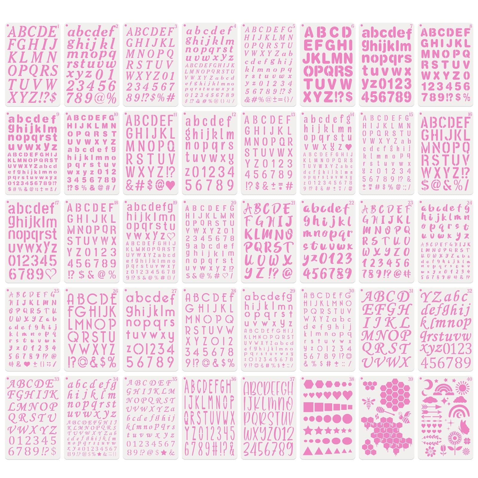 Letter and Number Stencils for Painting - 40 PCS Small Alphabet Stencils (1, ...