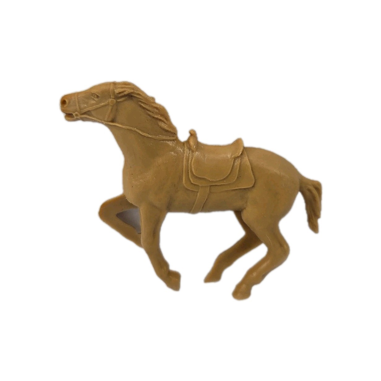 Vintage BERGEN BETON Small Hard Golden Brown Plastic Toy Saddle Horse Figure