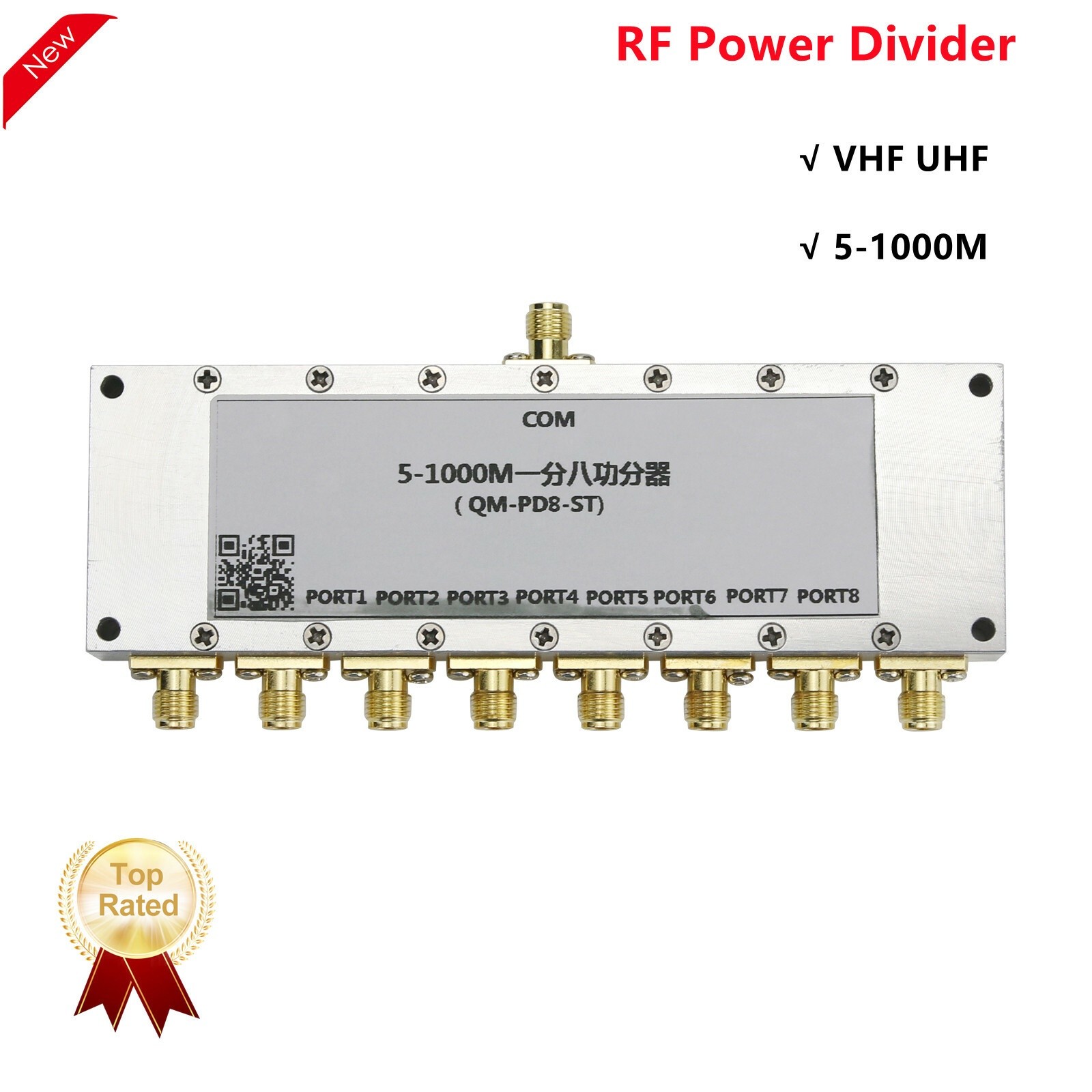 5-1000M RF Power Divider VHF UHF One-To-Eight Power Splitter Power Combiner #c