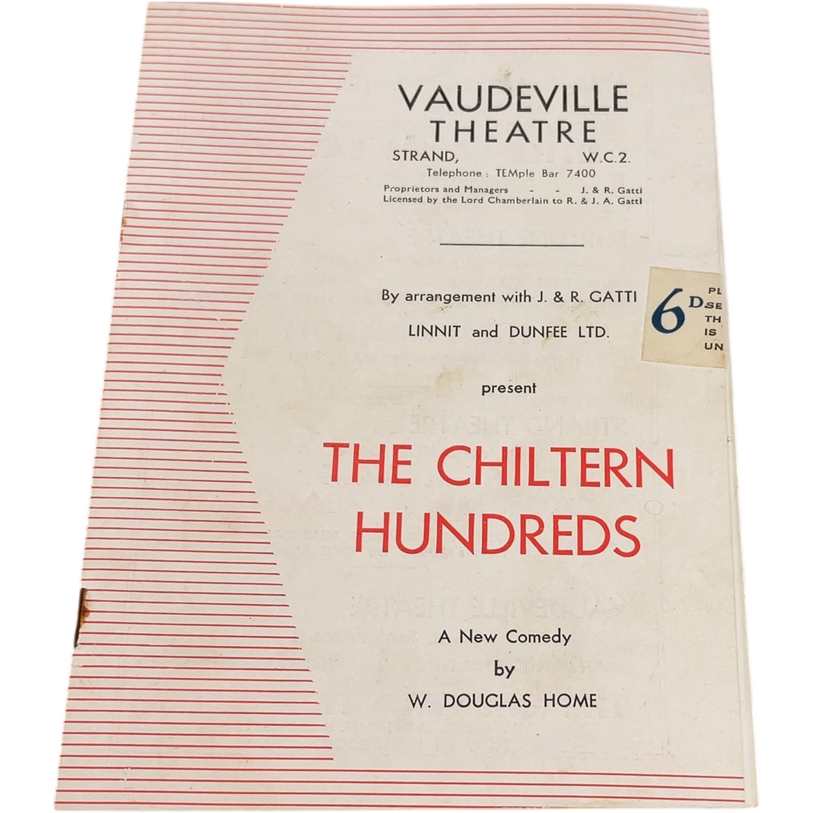 Vaudeville Theatre Programme The Chiltern Hundreds W Douglas Home Comedy 1940s