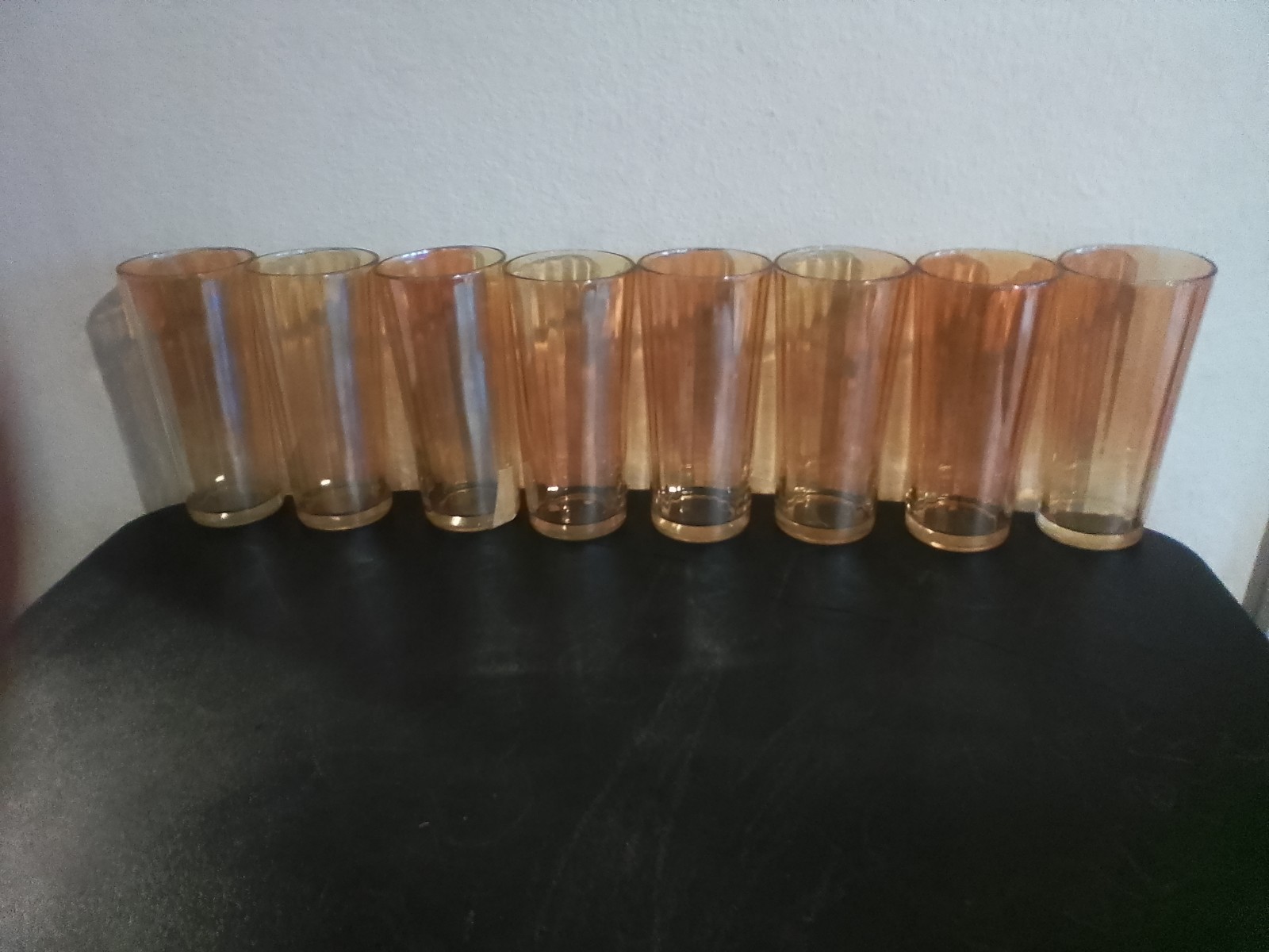 Marigold Luster Iridescent Tumblers, set of 8 glasses.