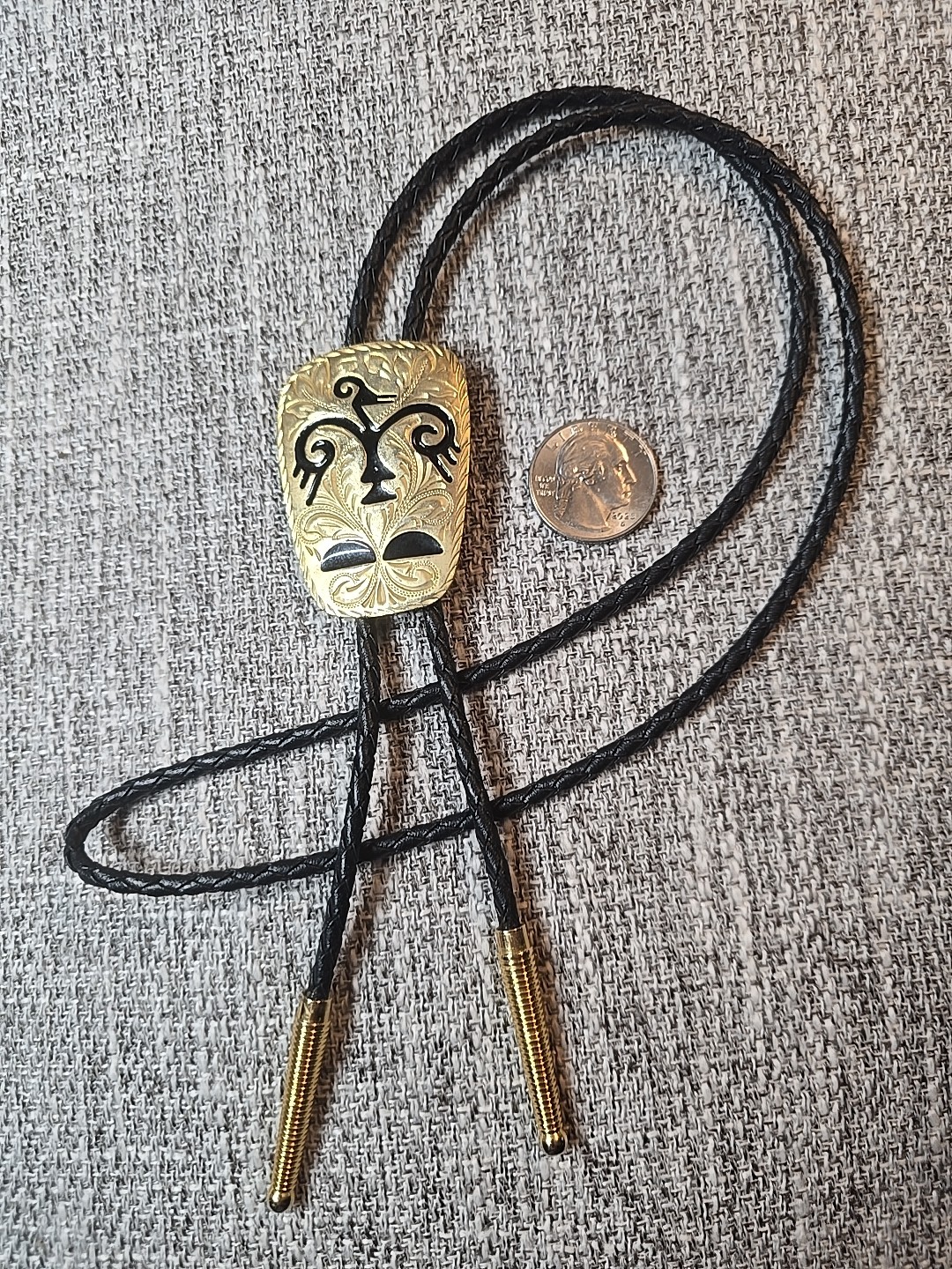 Thunderbird Phoenix Bolo Tie, Gold Tone
