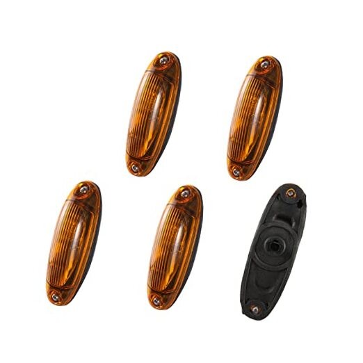 5PCS Front Cab Marker Roof Lights with Amber LEDs NO WIRE Fit no wire harness