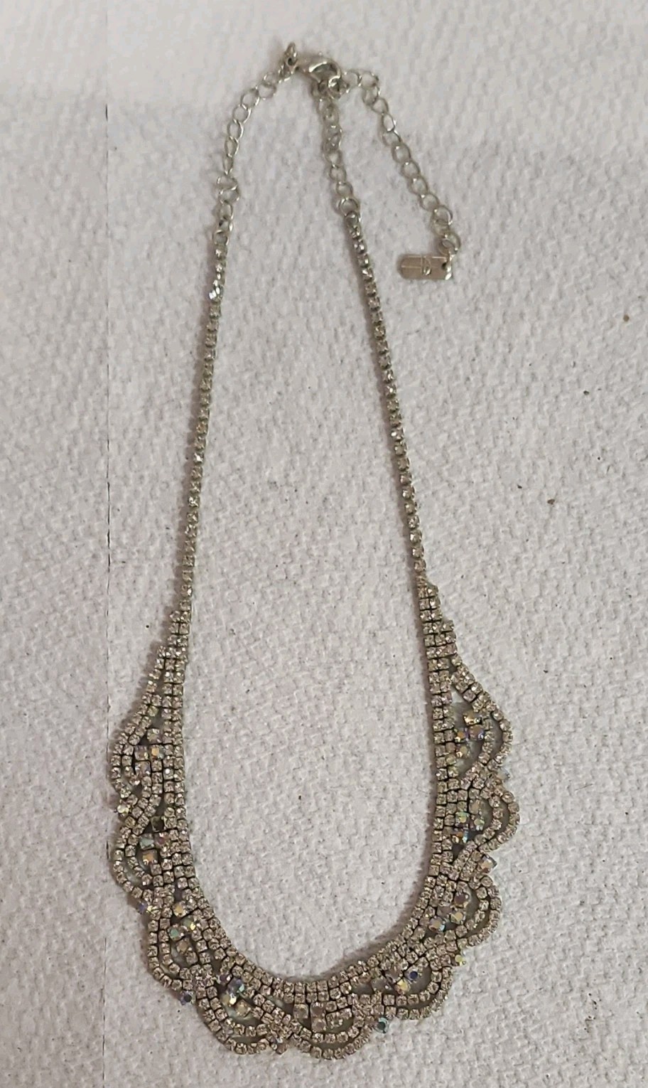 Monet Silver Tone Crystal Statement Bib Necklace Fashion Wedding Party