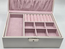 Kendal White Leather Jewelry Box Pink Velvet Inside Brand New