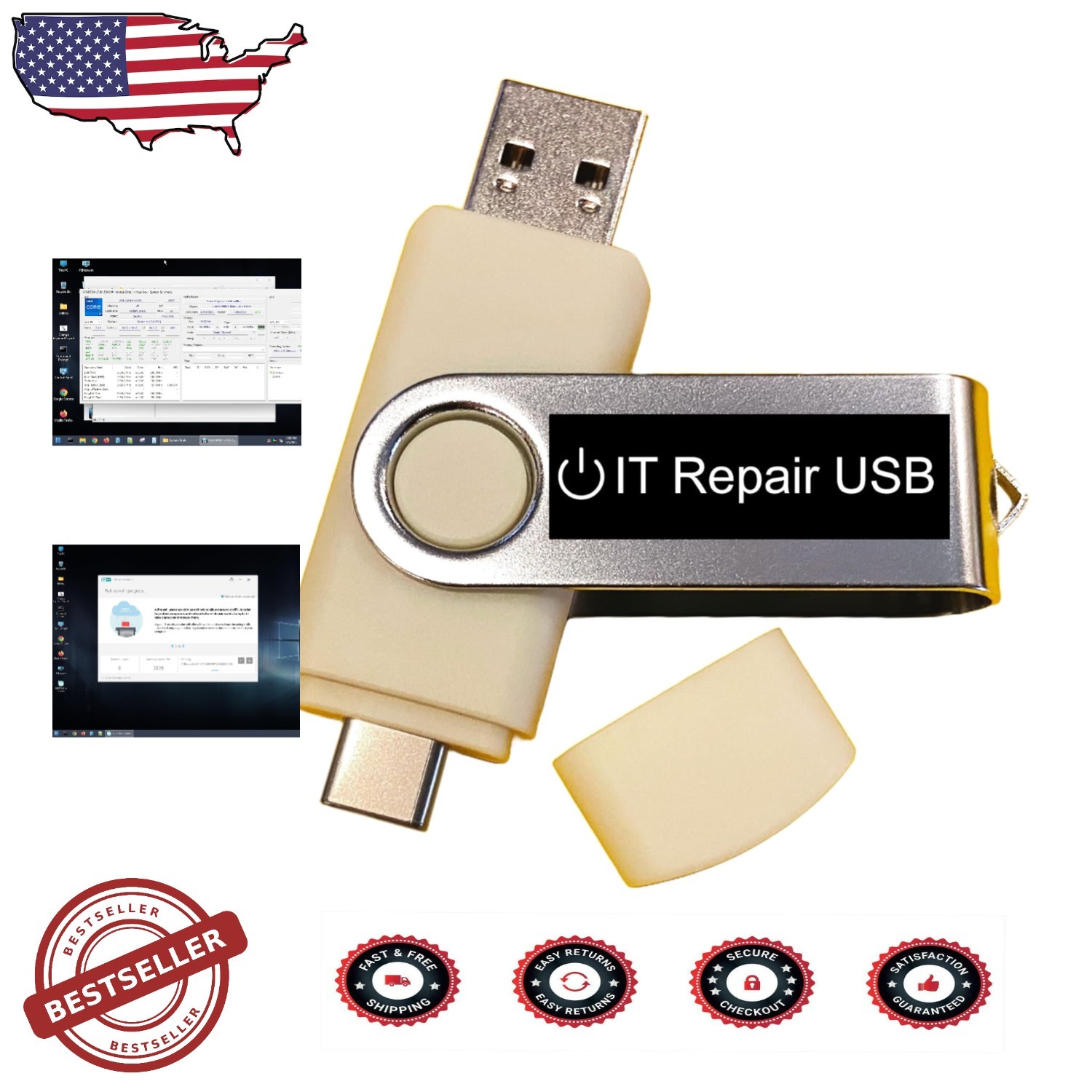 Fast 32GB Bootable USB: Data Recovery, Password Reset, IT Toolkit, Plug & Play