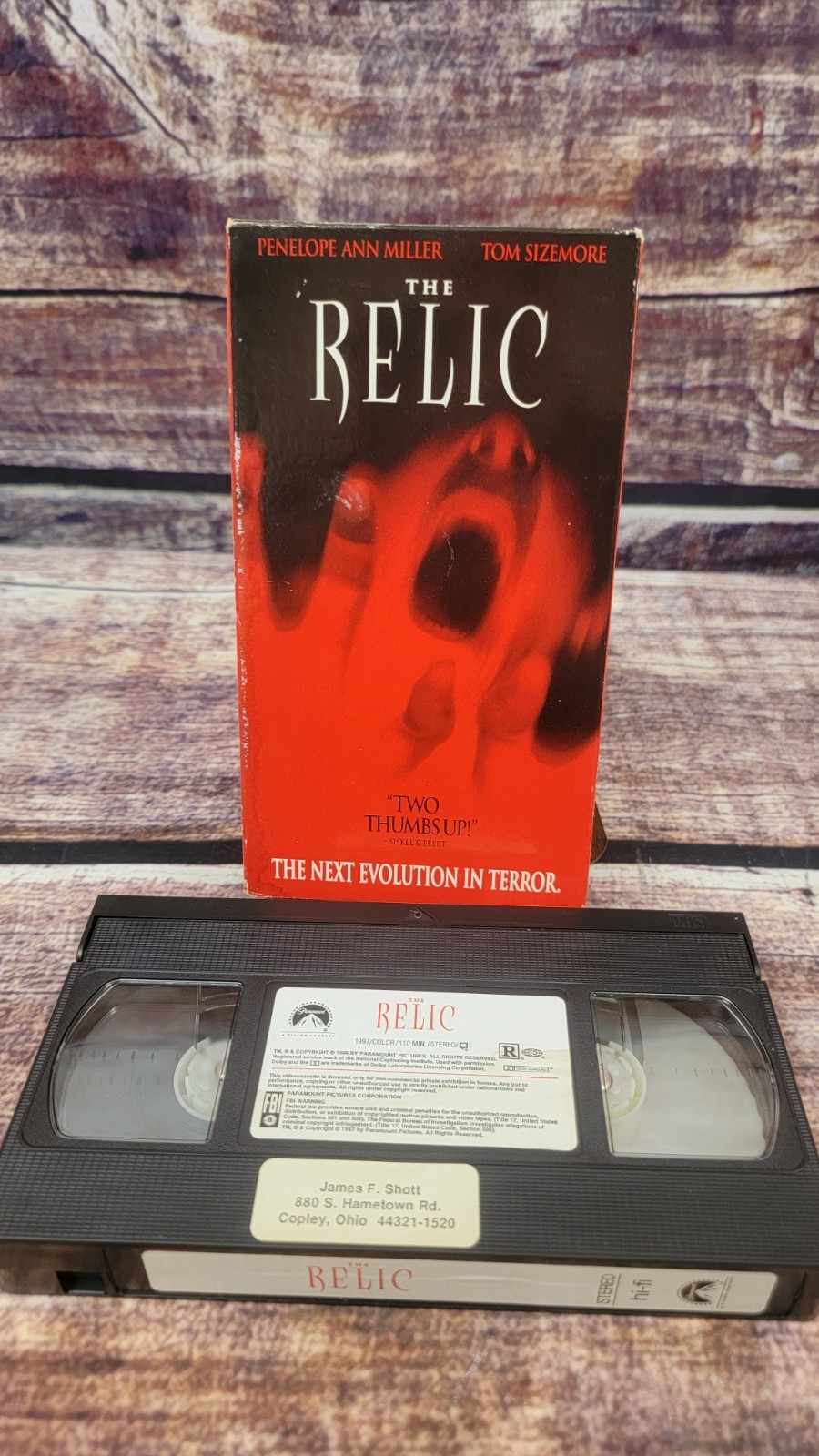 The Relic (VHS, 1997)  Penelope Miller Tom Sizemore Linda Hunt HORROR