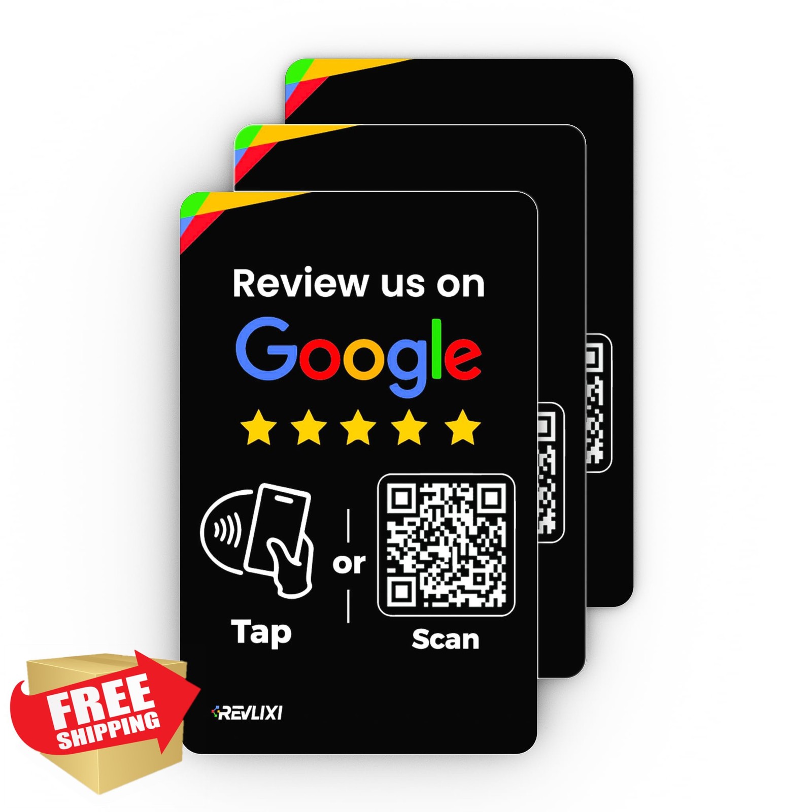 Google Review Tap Card 3-Pack QR Code Boost Reviews