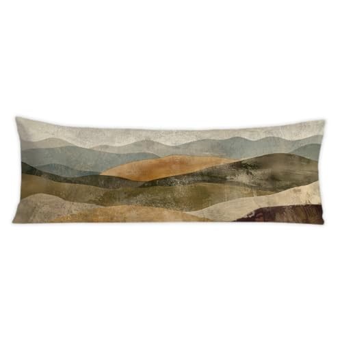 Retro Boho Mountain Landscape 20x54 Body Pillow Cover, Pillow Cover-nature-f