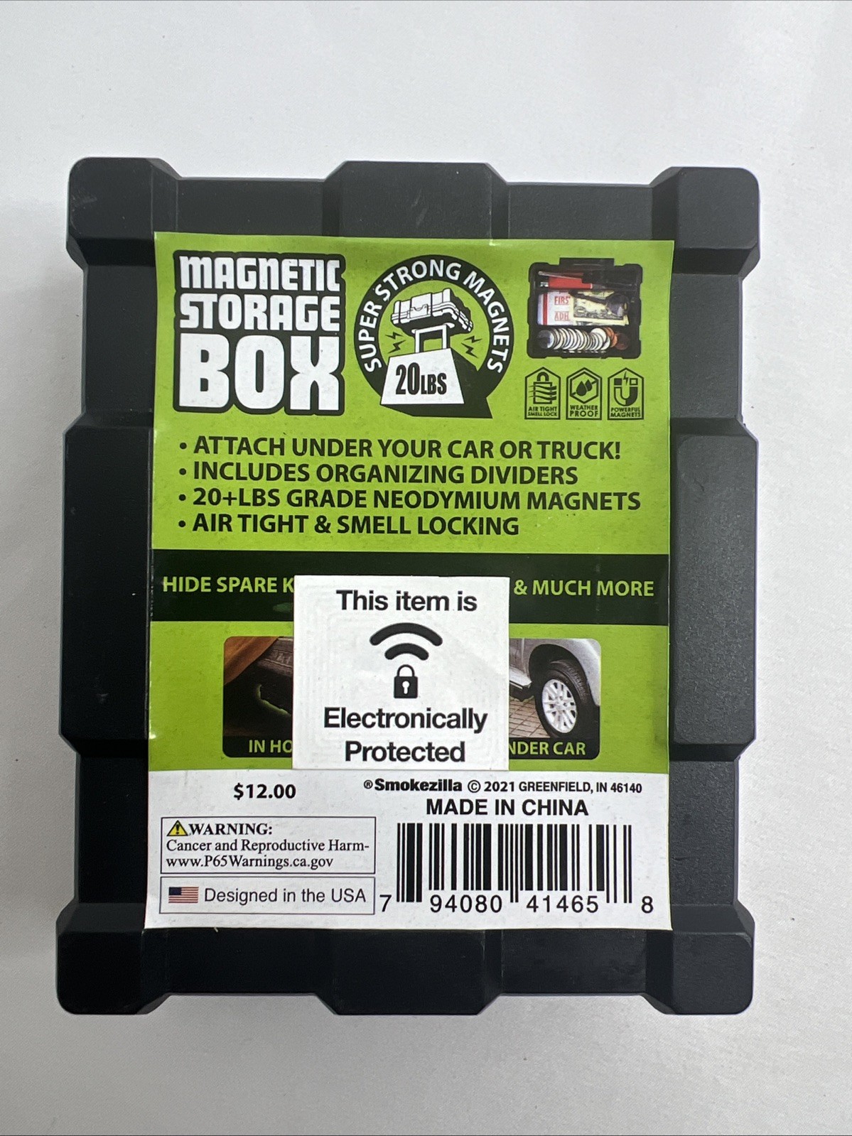 Smokezilla Magnetic Storage Stash Box Air Tight Weather Proof 5 x 4 x 1 3/4