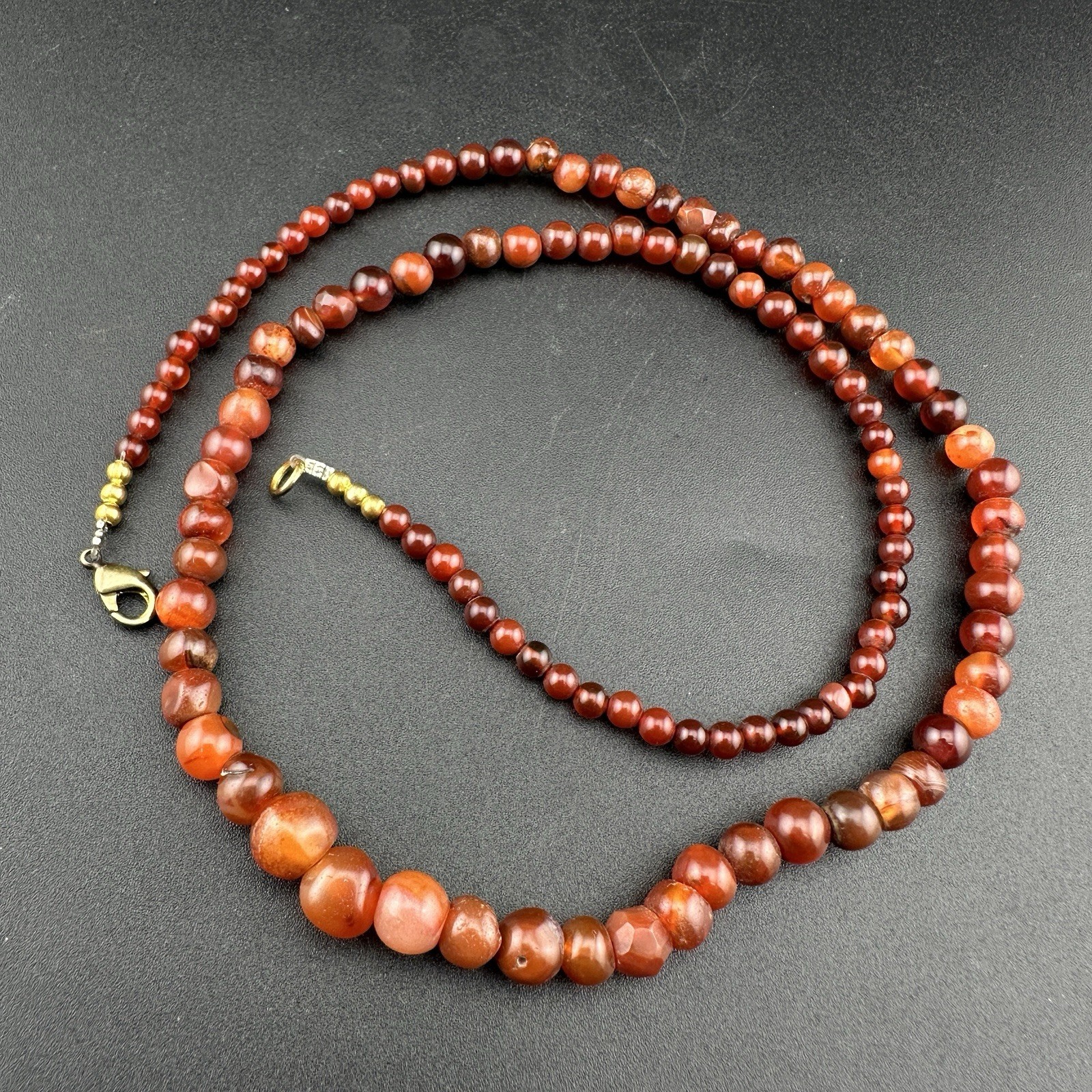 Vintage Himalayan Tibetan Carnelian Agate Beads Necklace