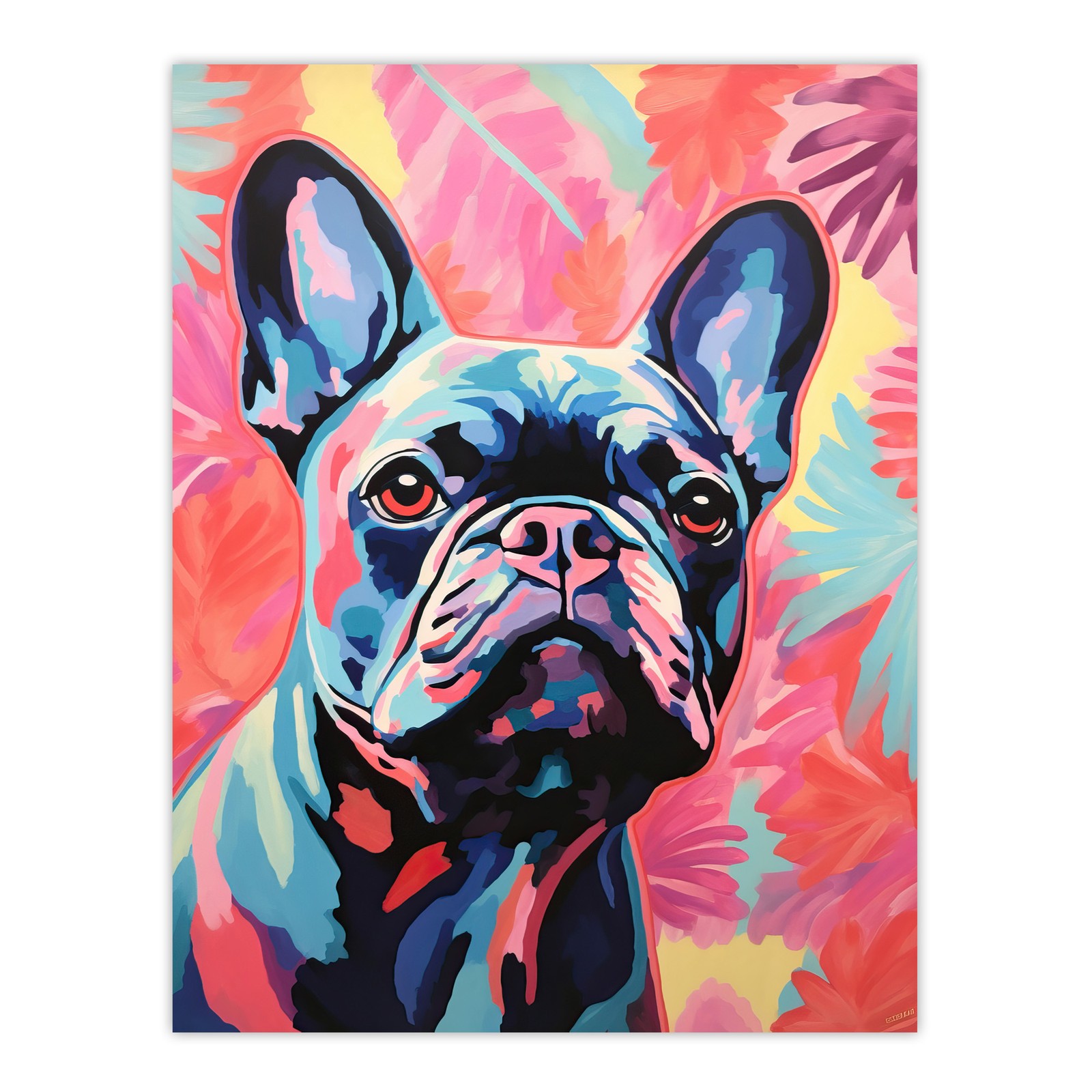 The Pastel Pooch French Bulldog Neon Fun Wall Art Poster Print Picture