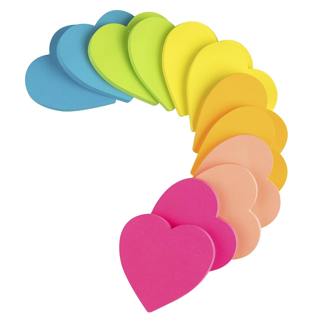(12 Pads) Heart Sticky Notes 3x3 Inches, Valentines 3x3, Multiple Colors 