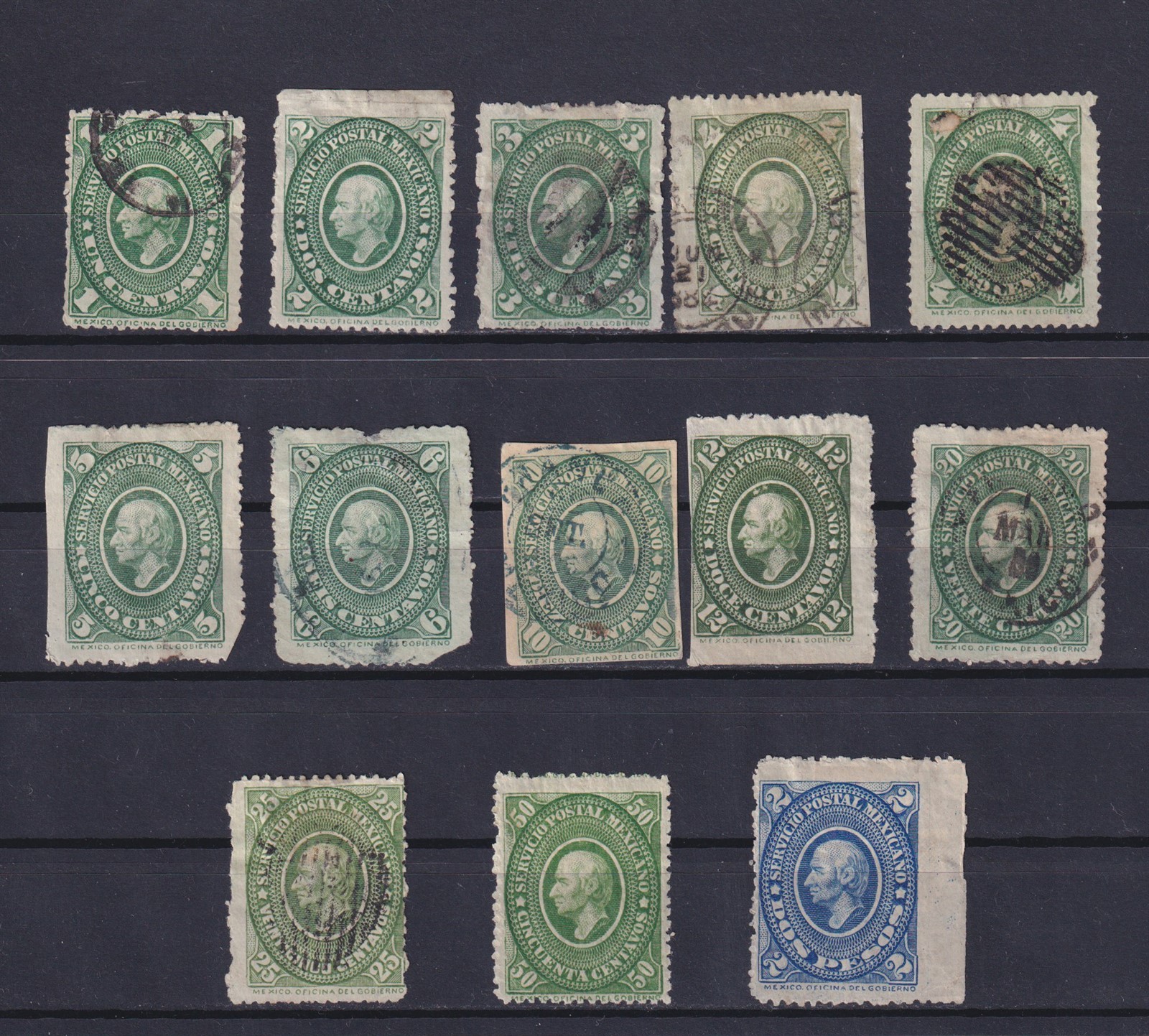 MEXICO 1884, Sc# 150-162, CV $49, Part set, Used