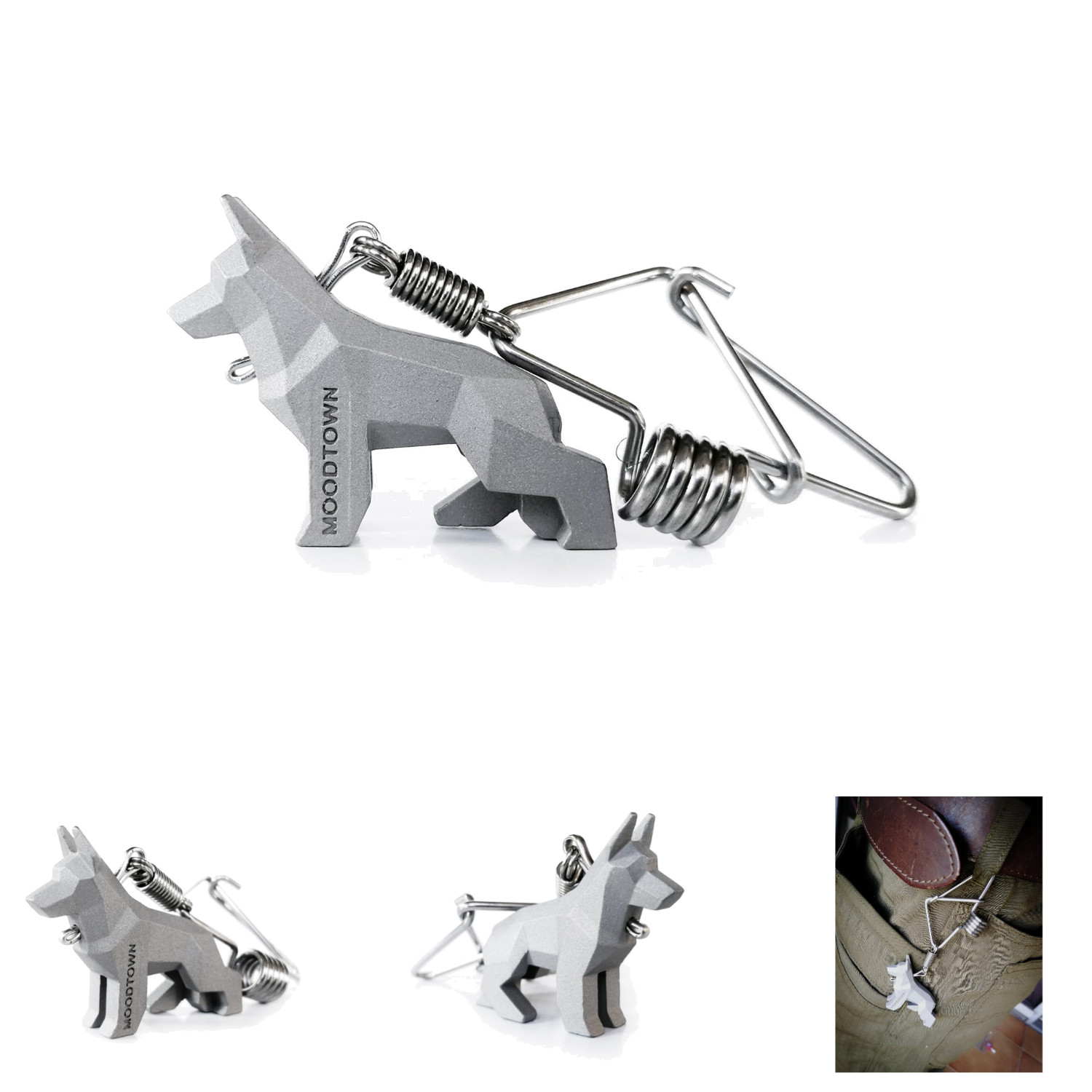 Stainless Steel Dog Keychain 1 Inch Gift for Men and Women German Shepherd Puppy