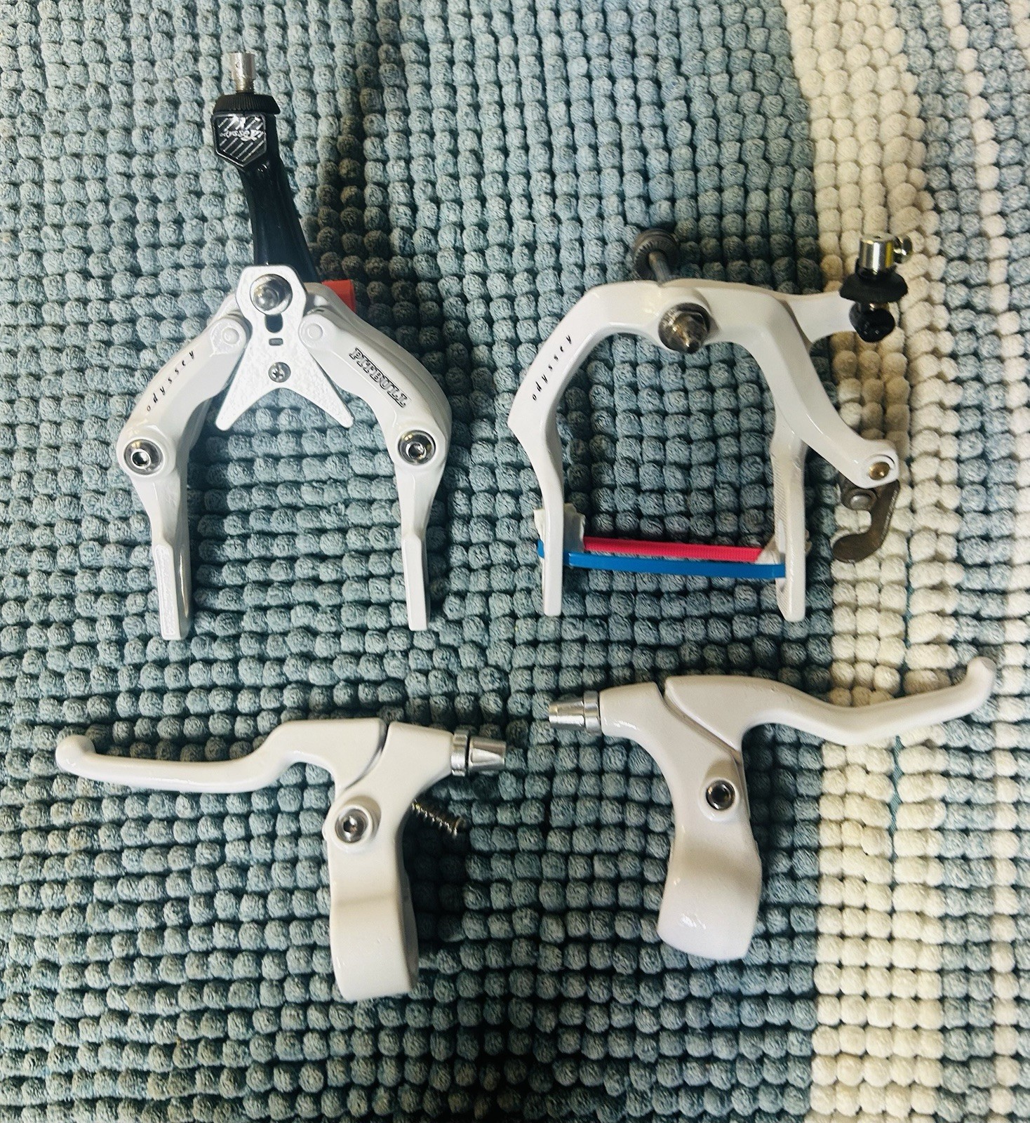 Odyssey Pitbull Brake Set BMX Front & Rear White With Levers