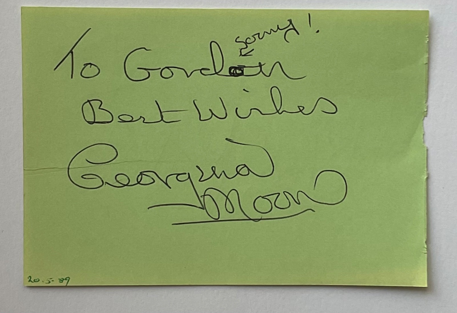GEORGINA MOON ( Carry on Camping ) Genuine Handsigned Signature on Album Page