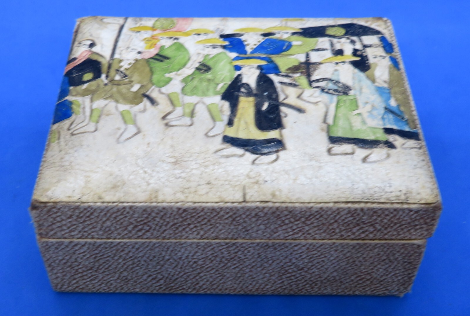 Japanese leather bound wood vintage Victorian Meiji period oriental antique box