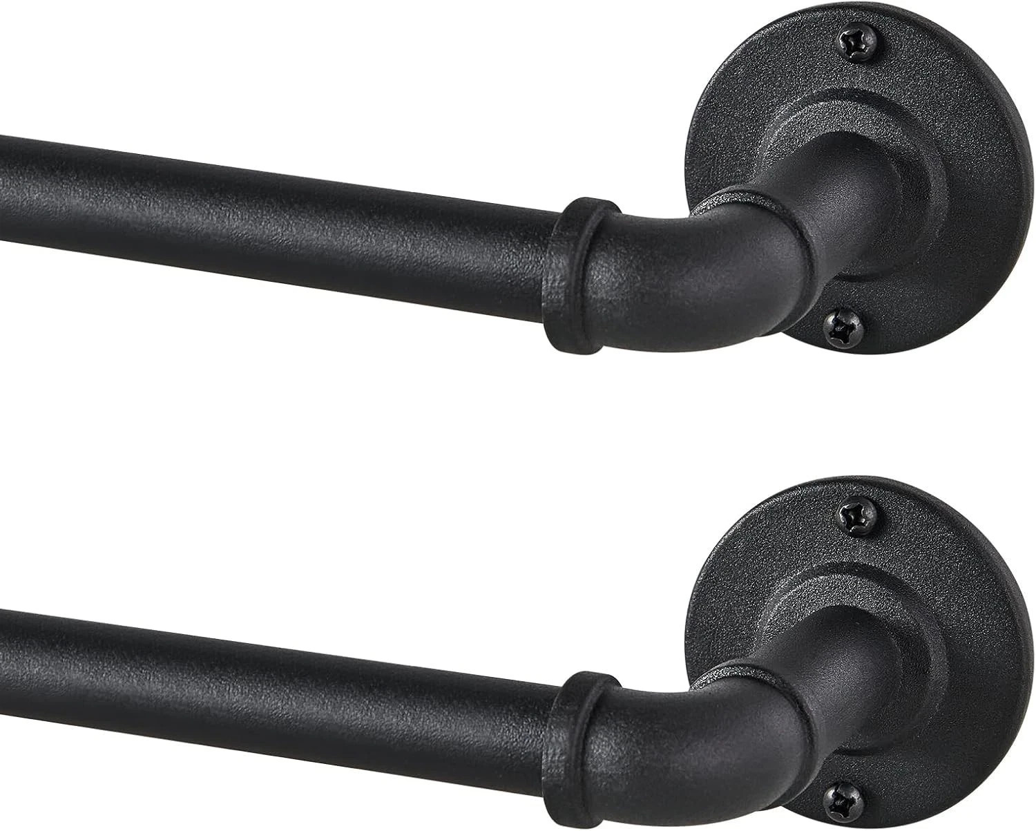 2 Pack Industrial Curtain Rods for Windows 48 to 84 Inches, Blackout Wrap Around
