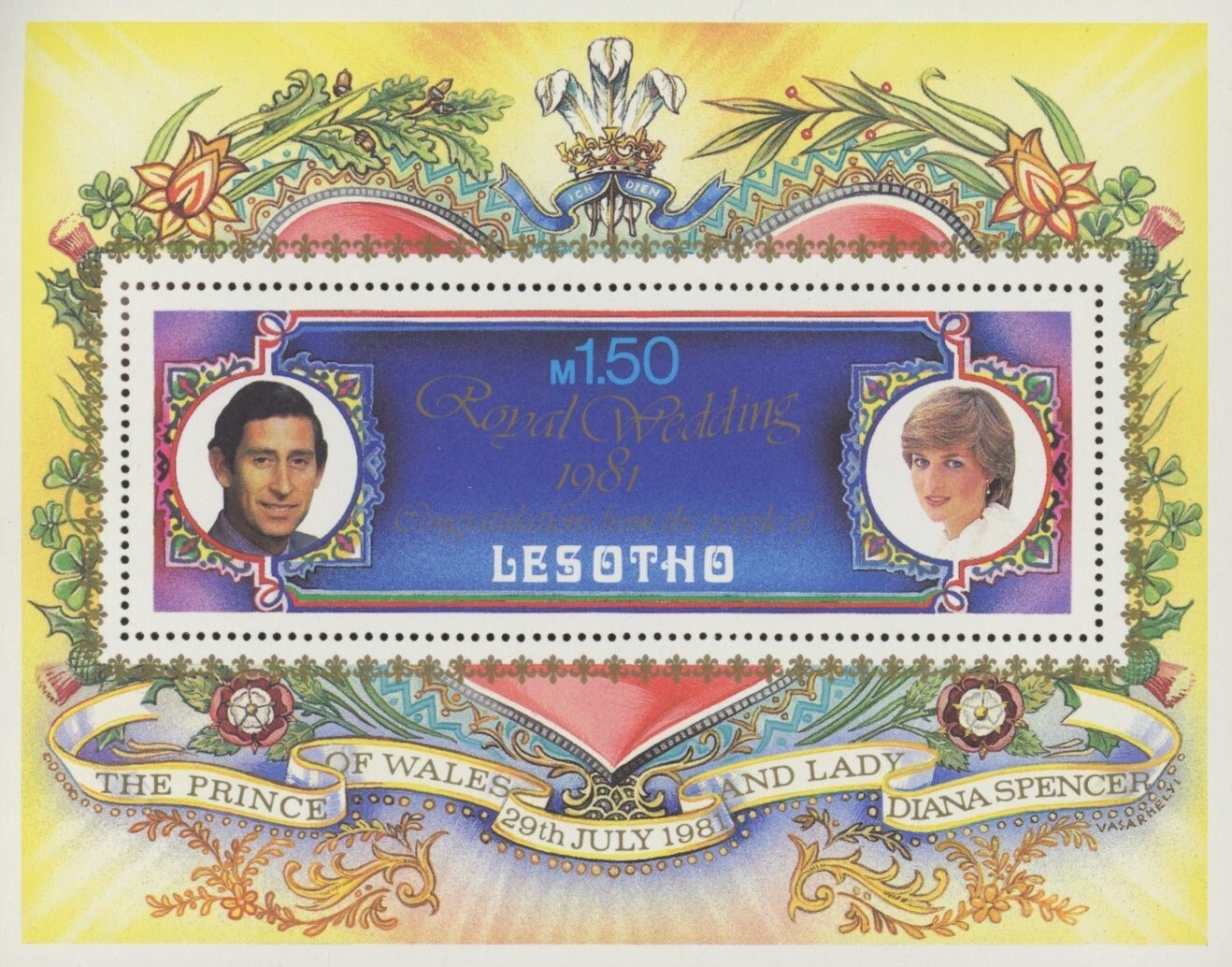 Lesotho 337a Souvenir Sheet Royal Wedding MNH