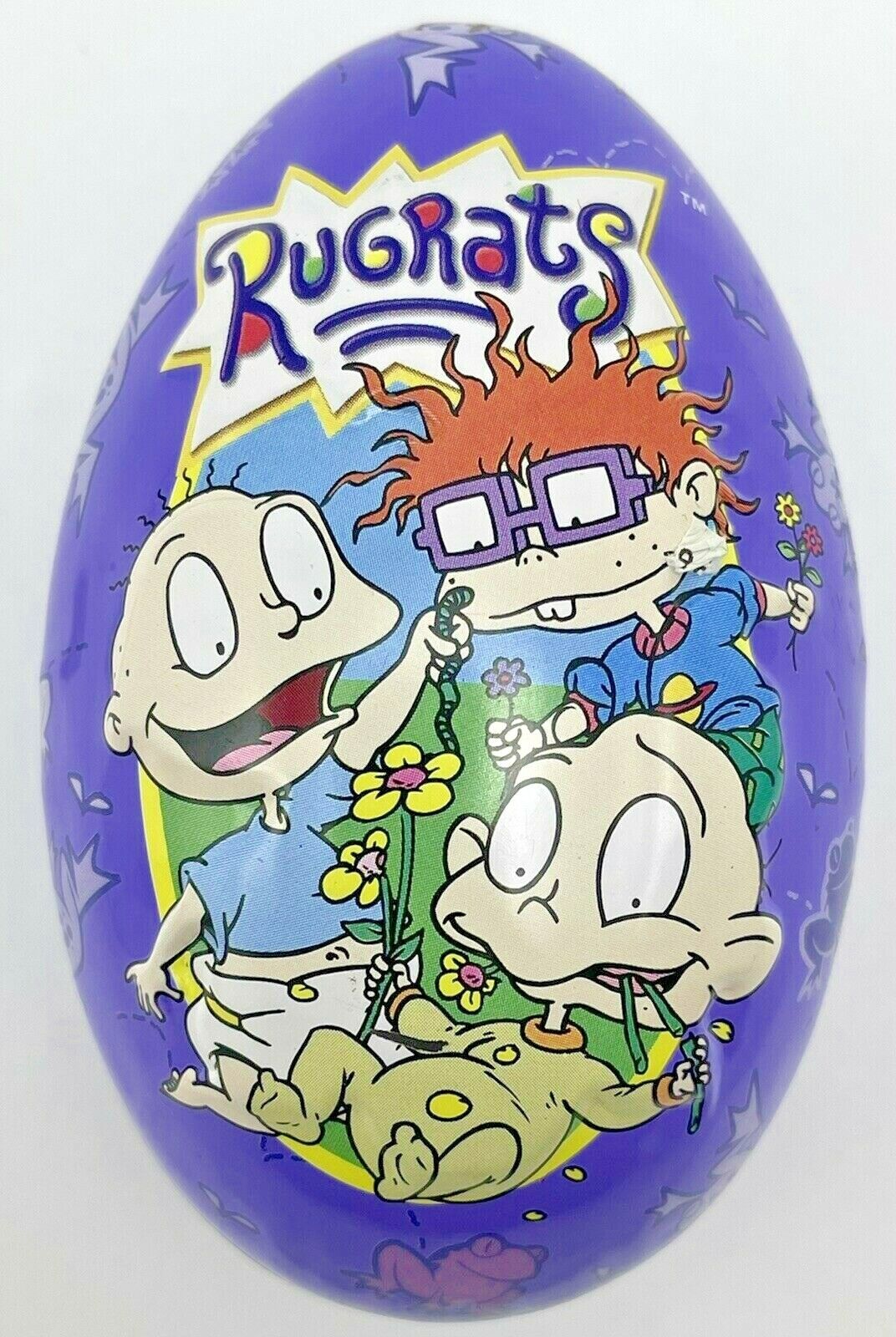Vintage 1999 Rugrats Candy Container Tin Easter Egg Chuckie Tommy Dil Empty
