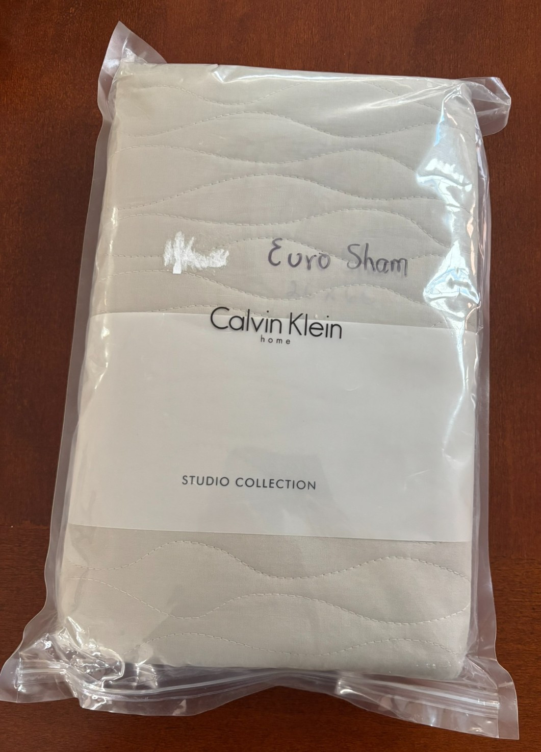 Calvin Klein Mini Wave Euro Sham Quilted 100% Cotton Tan Beige 26x26 Dune