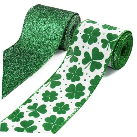 2 Rolls St. Patrick's Day Ribbons for Style 2: 2 rolls shamrock ribbon