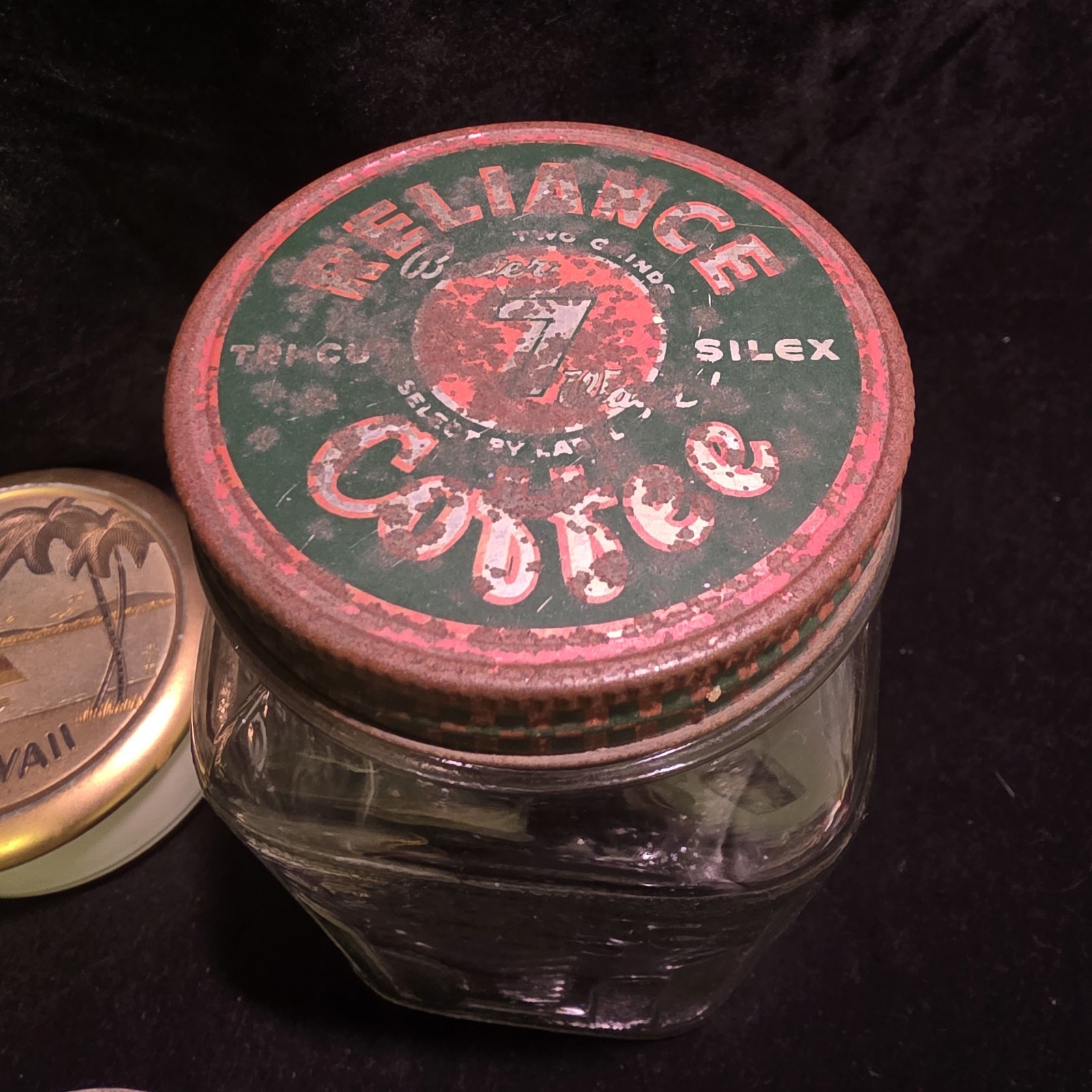 Antique Reliance Coffee Glass Jar Mason Wide Mouth With Lid