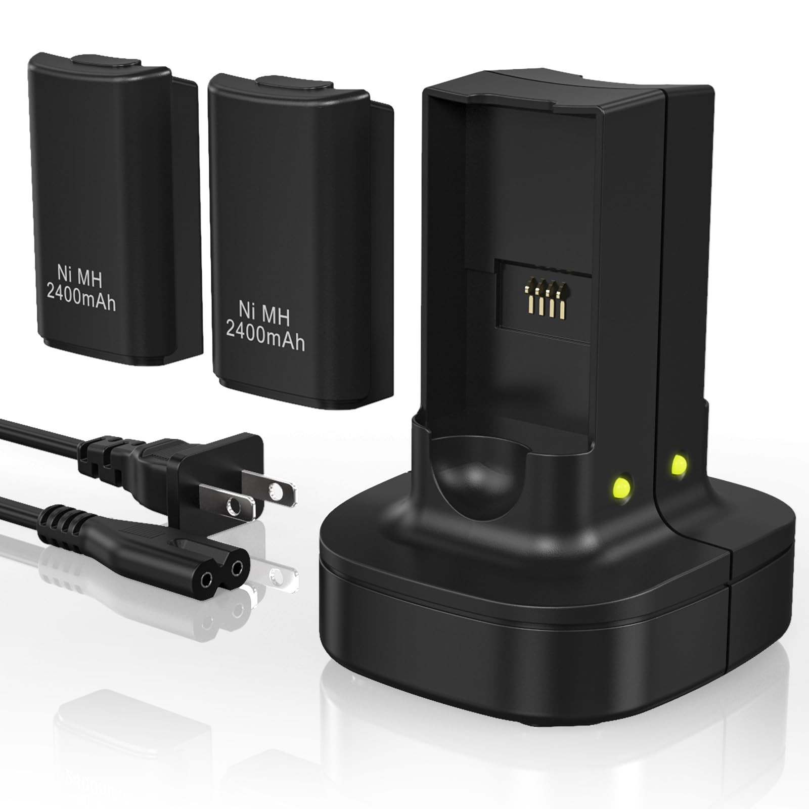 Rechargeable Batteries for Xbox 360 Controller 2 Pack with Charging Station