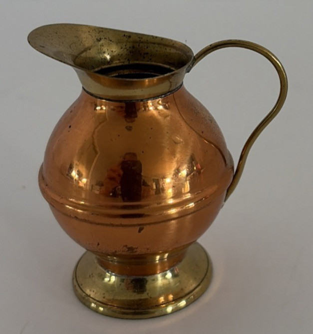Vintage Dollhouse Miniature Copper And Brass Pitcher made in Holland 2 1/4” tall