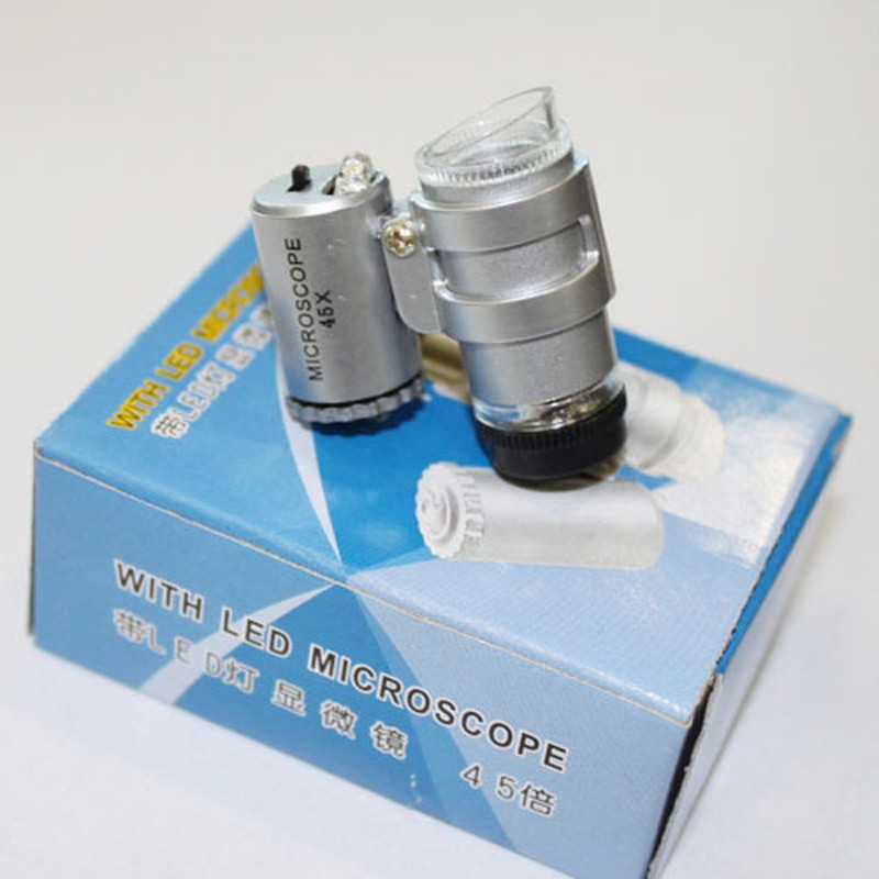 Mini 45X Zoom Pocket Microscope Jeweler Magnifier Lens Glass Loupe Pocket