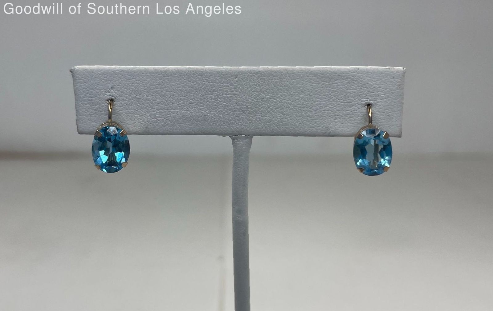 10k Gold Blue Topaz Drop Earrings - 1.7g