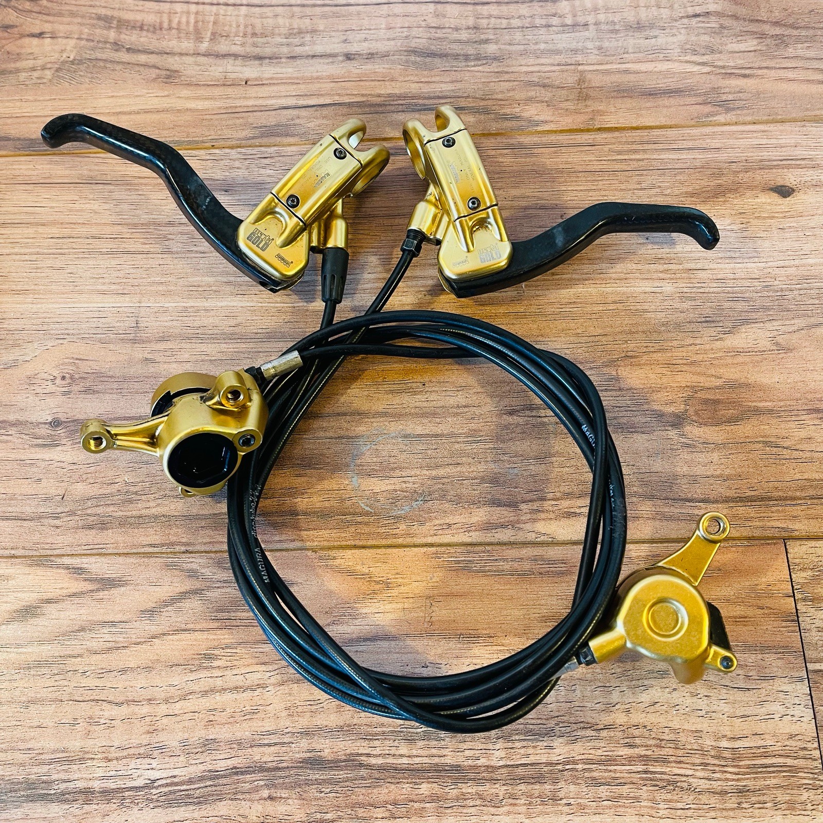 Rare Magura Marta GOLD Disc Brake Levers and Calipers Carbon