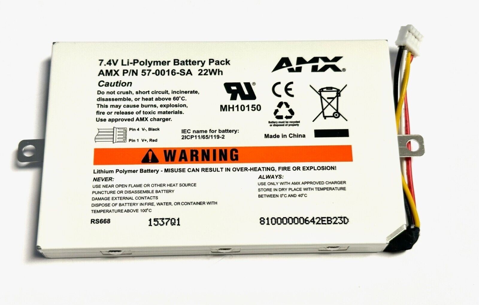 AMX FG5966-01BAT MVP-BP-5X Battery Pack Kit MVP-5200i Replacement