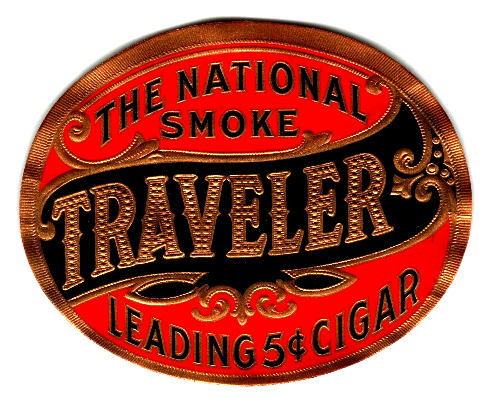 Traveler Cigar Box Label Original Vintage Gold Embossed Tobacco National Smoke