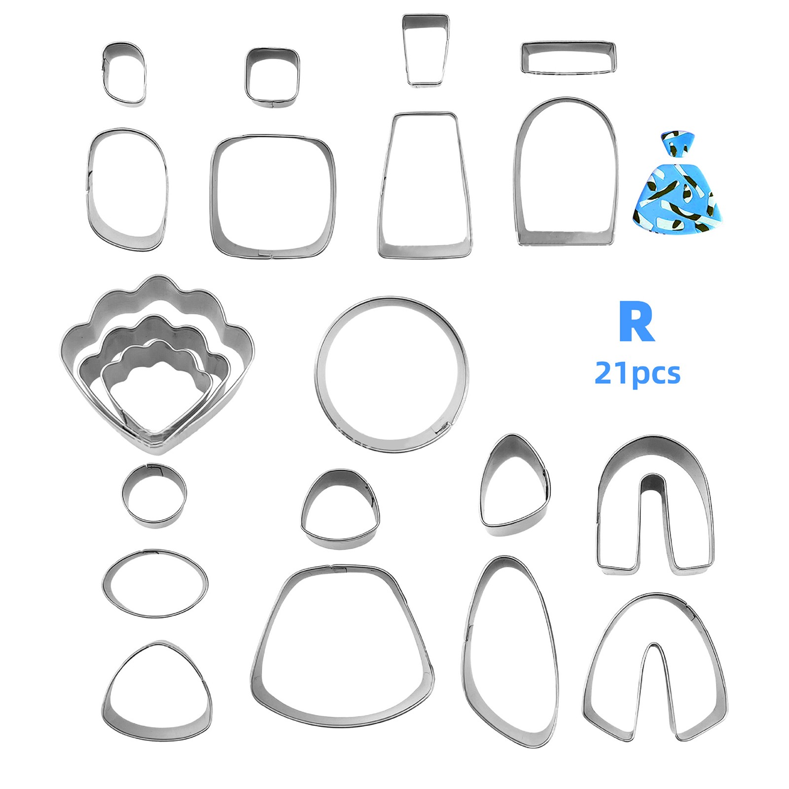 21PCS Stainless Clay Cutters Set Earring Jewellery Cutting Mold Tool Findings