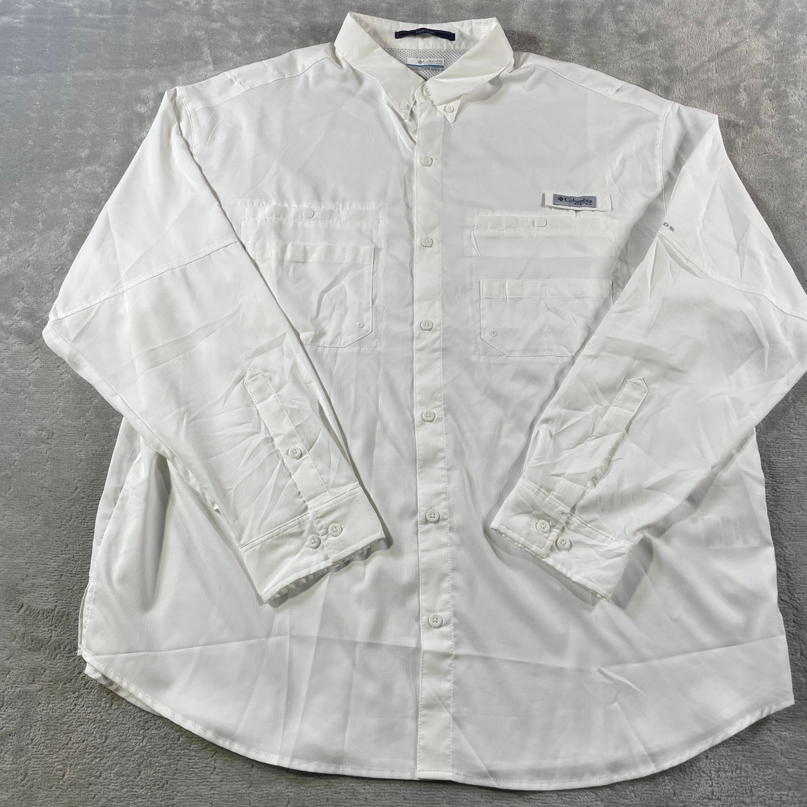 Columbia Tamiami Shirt Mens XXL White Long Sleeve Fishing Vented Light Outdoor
