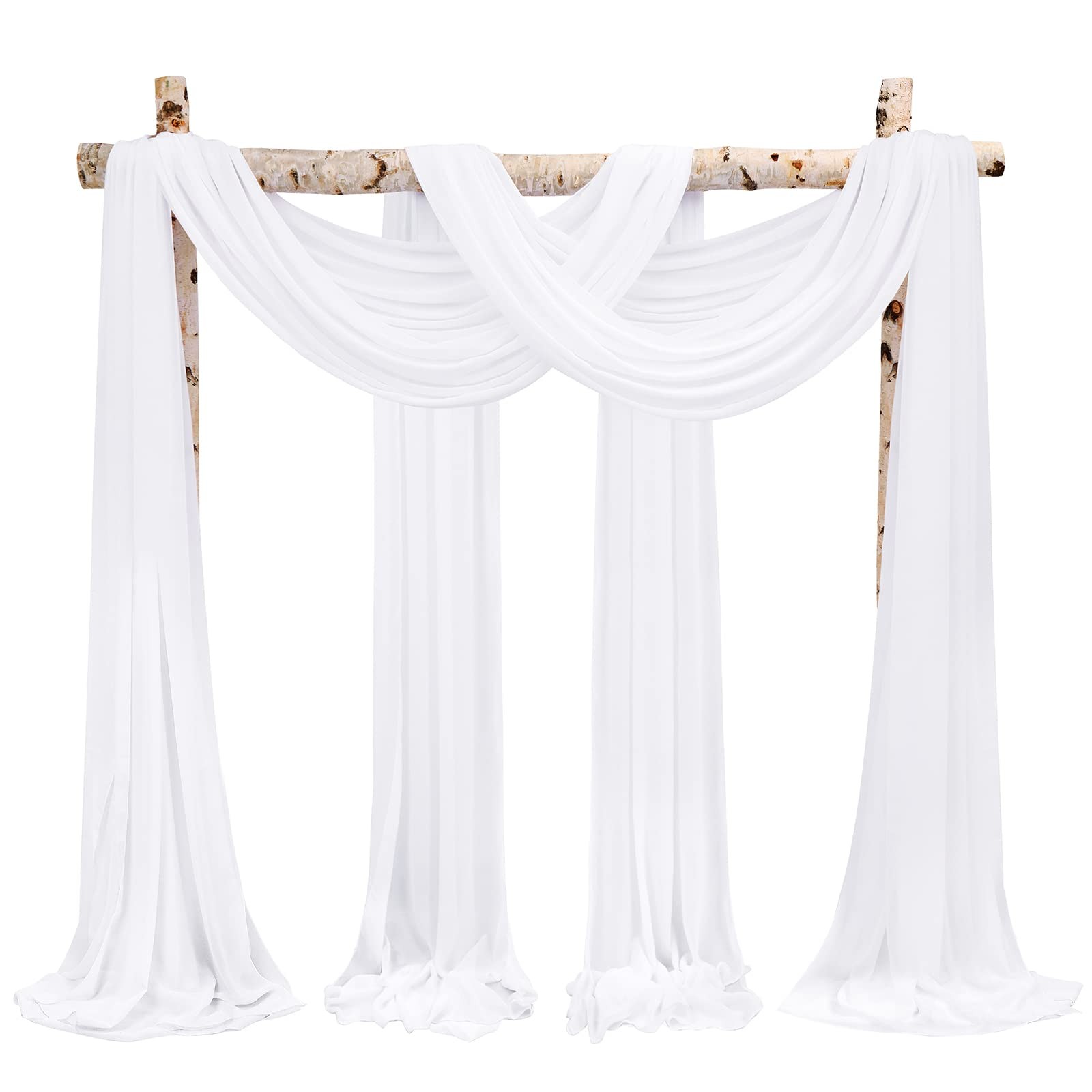 Wedding Arch Draping Fabric,4 Panels 28" x20ft White Wedding Arch Drapes for ...