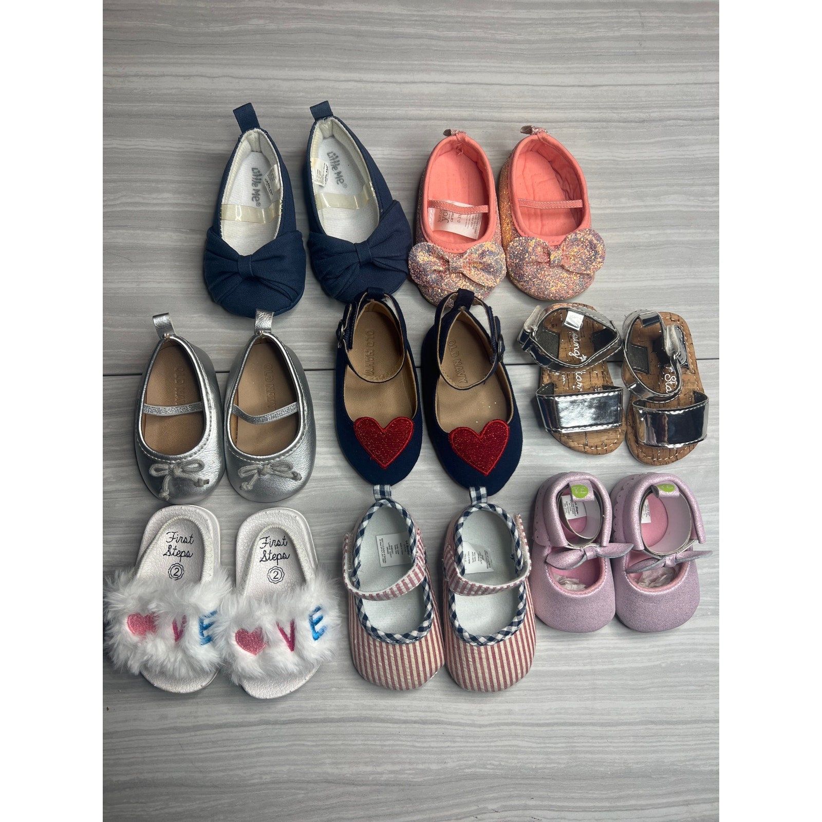 Baby girl shoes  sizes 0-3 0-6 2 & 3 (8 pairs)