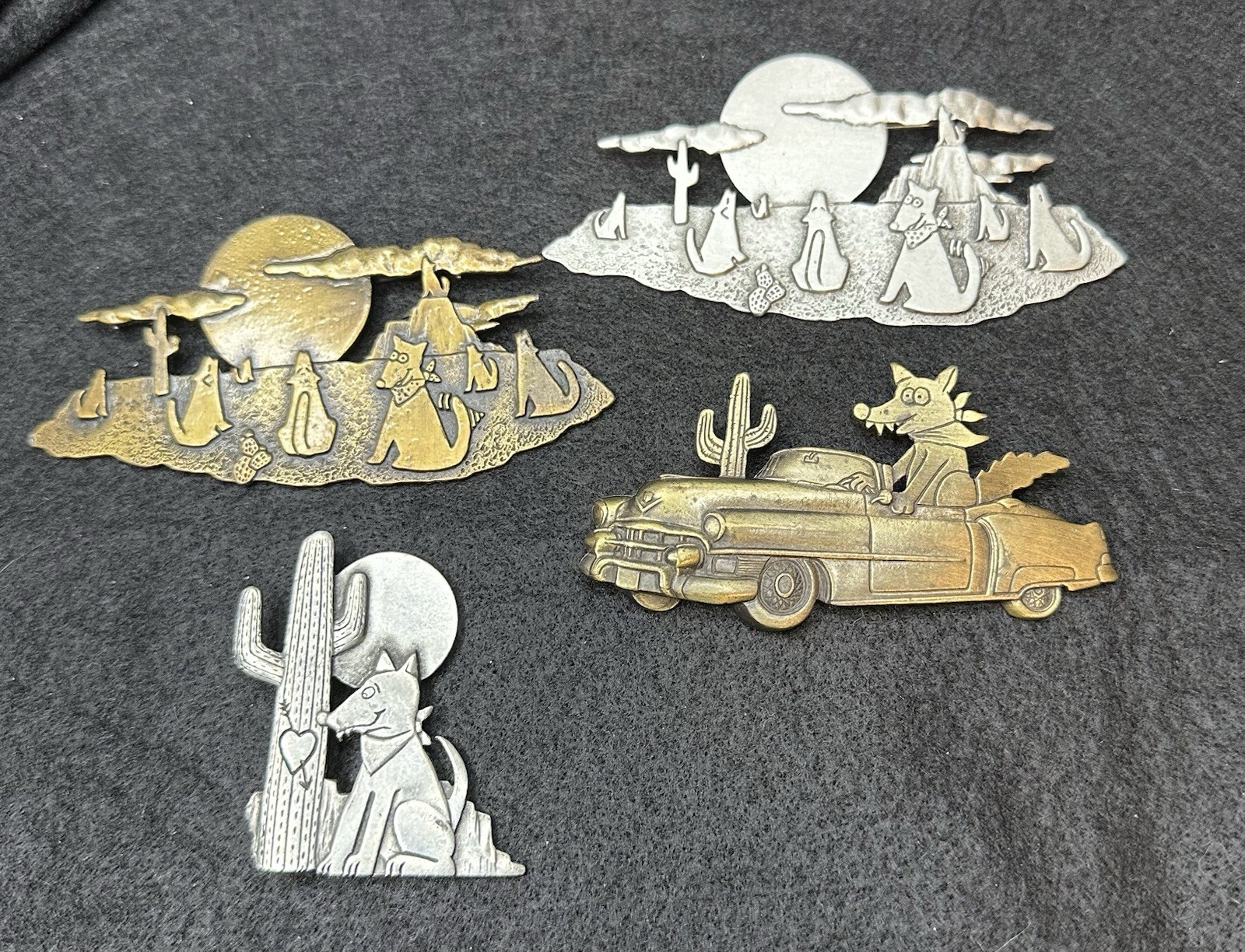 JJ (Jonette Jewelry) Southwest Adventurous Coyote Set of 4 Brooches